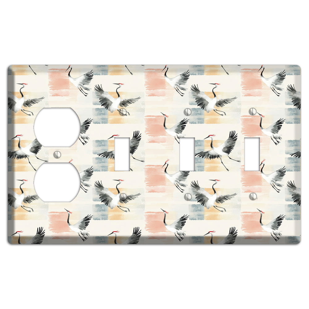 Blush Patchwork Flight Duplex / 3 Toggle Wallplate