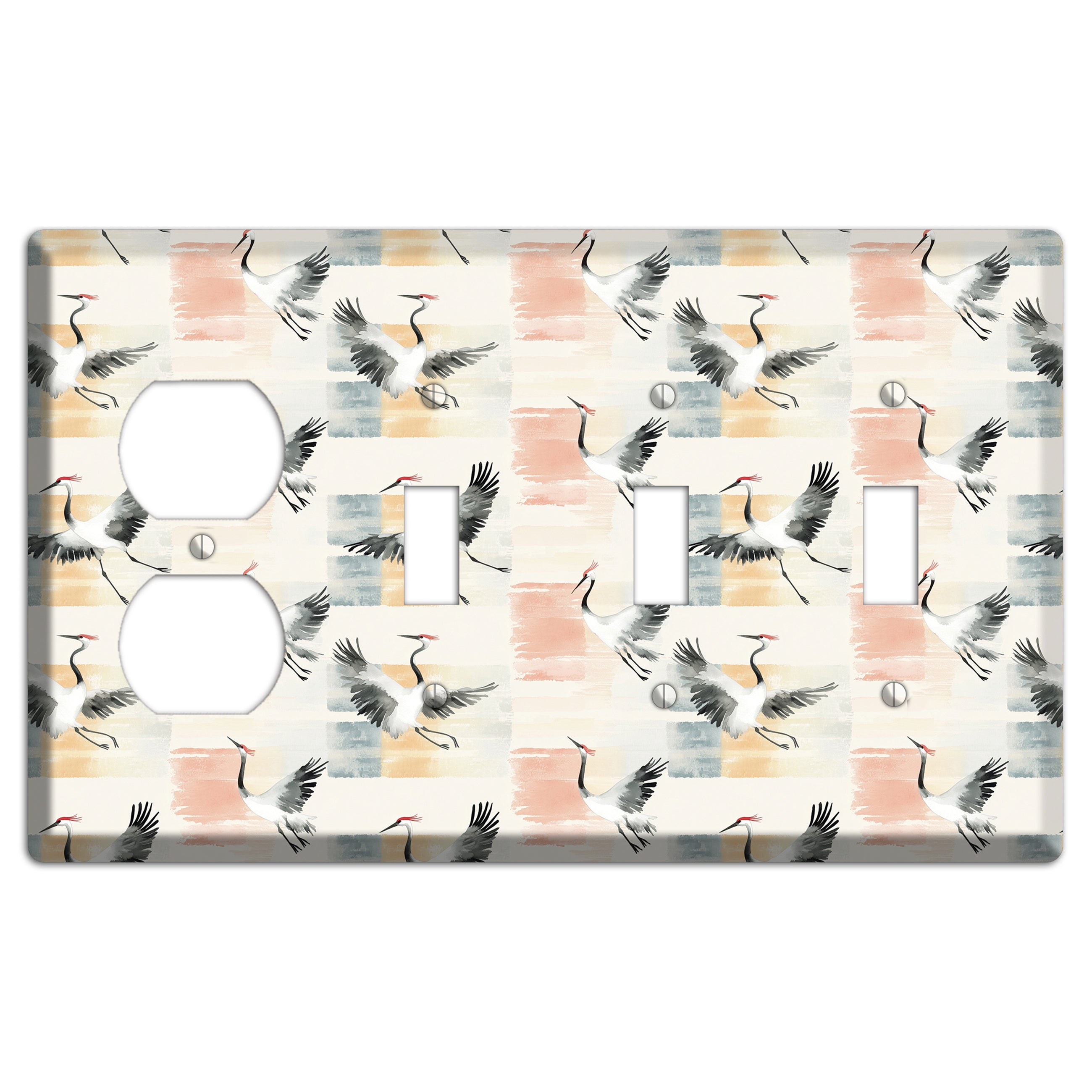 Blush Patchwork Flight Duplex / 3 Toggle Wallplate