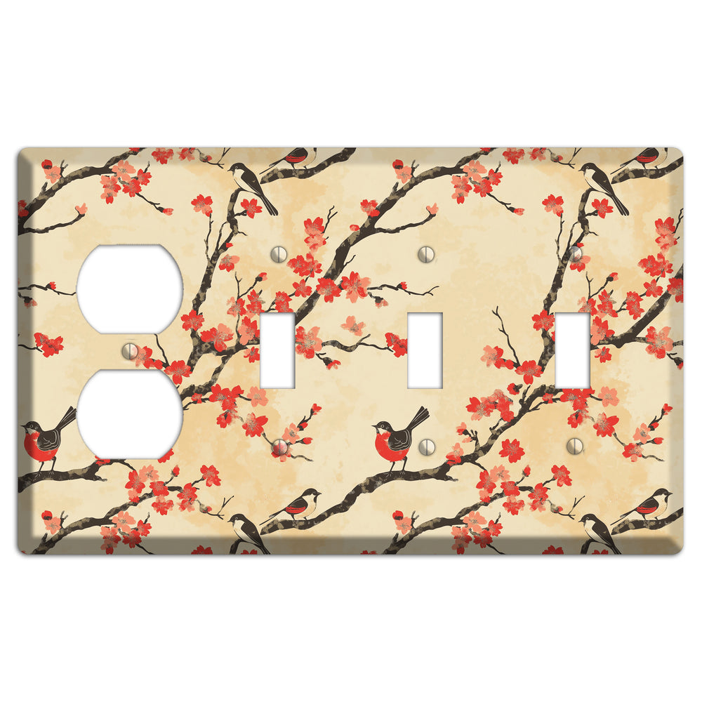 Blossom & Wing Duplex / 3 Toggle Wallplate
