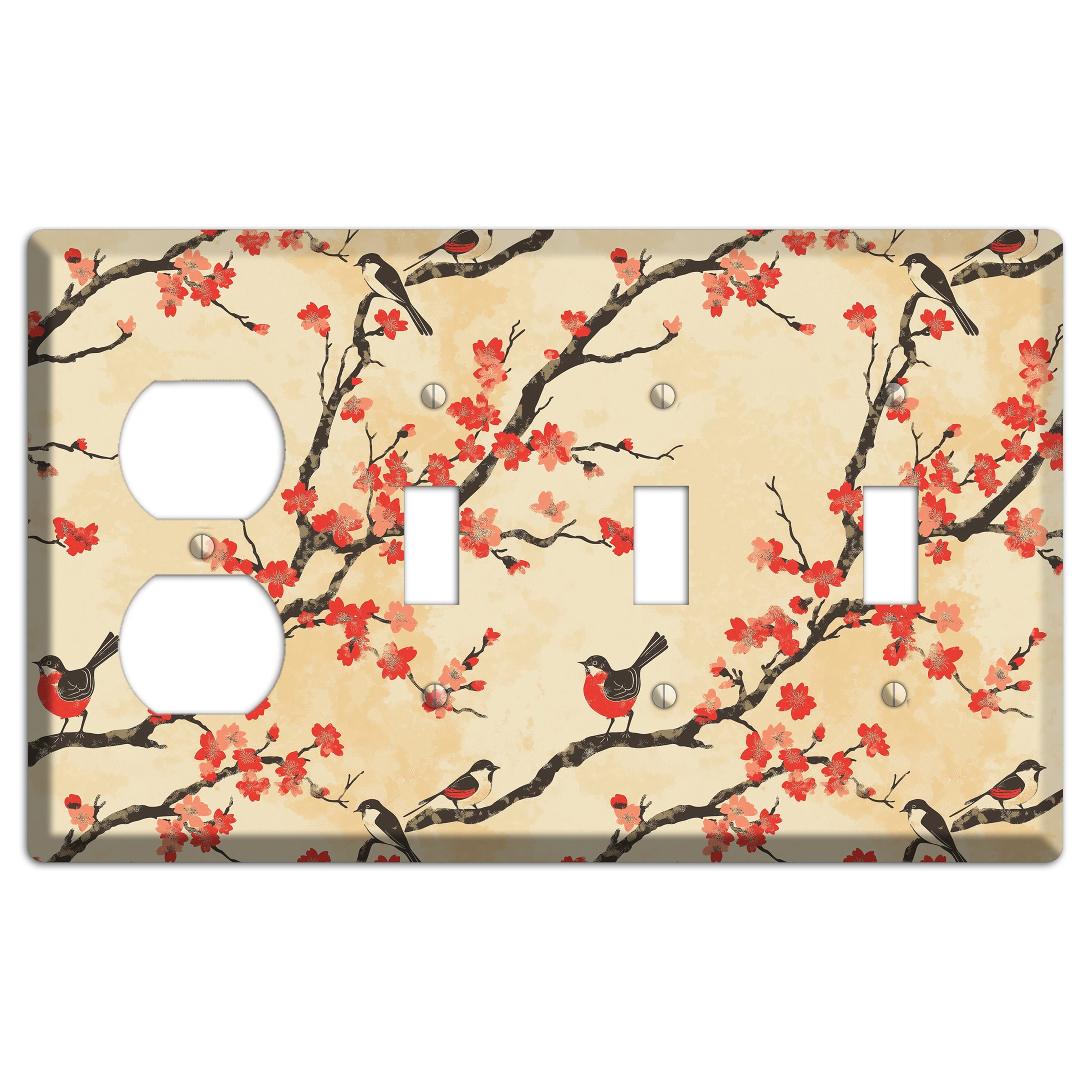 Blossom & Wing Duplex / 3 Toggle Wallplate
