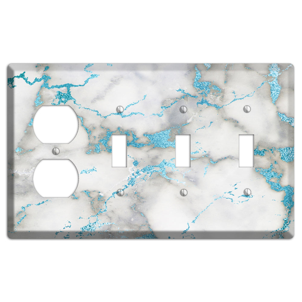 Gumbo Marble Duplex / 3 Toggle Wallplate