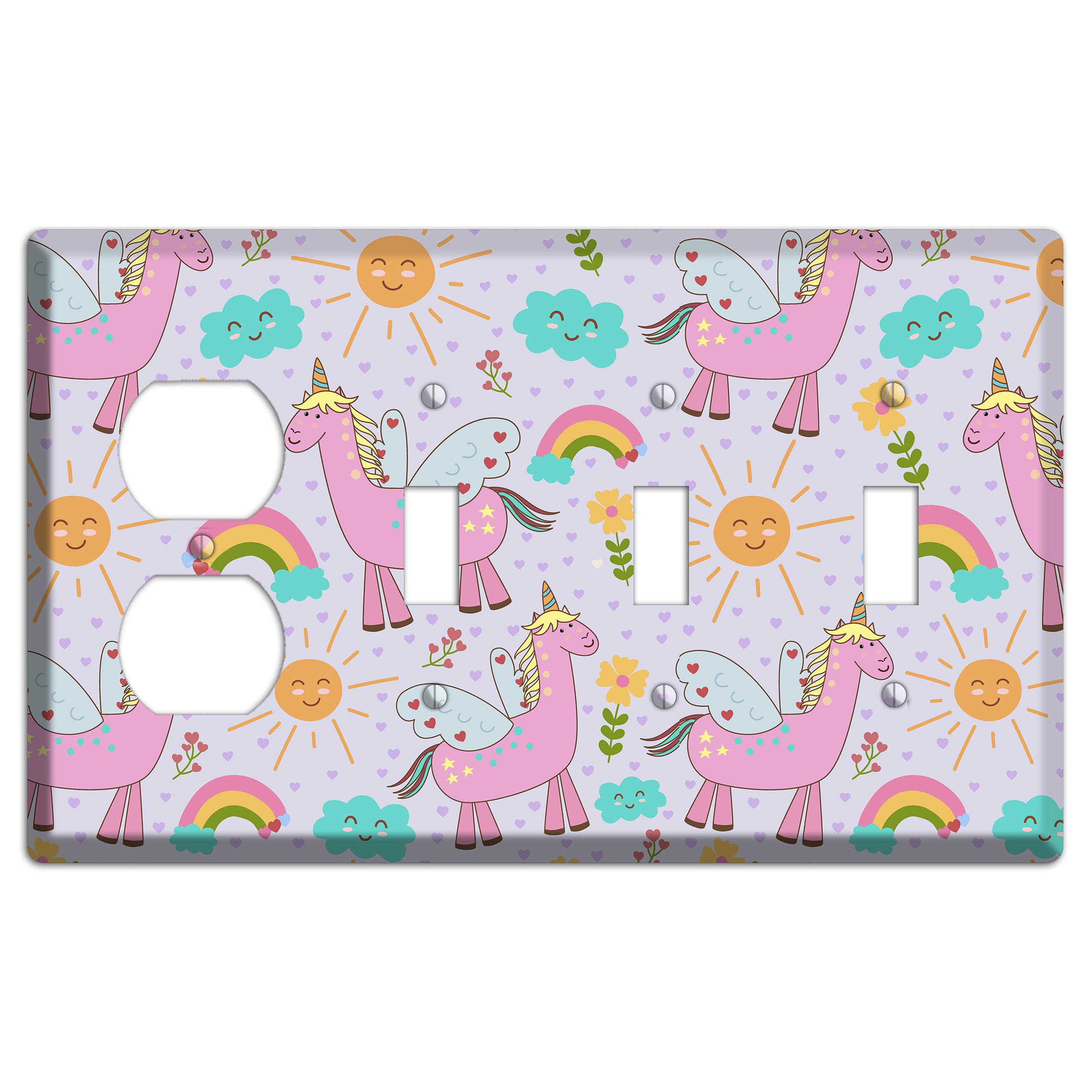 Magic Meadow (Lavender) Duplex / 3 Toggle Wallplate