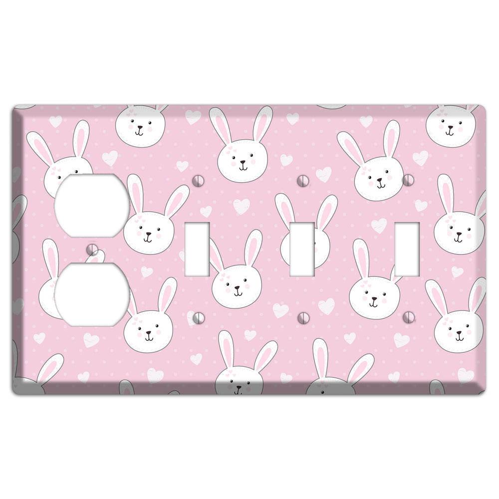 Bunny Love Duplex / 3 Toggle Wallplate