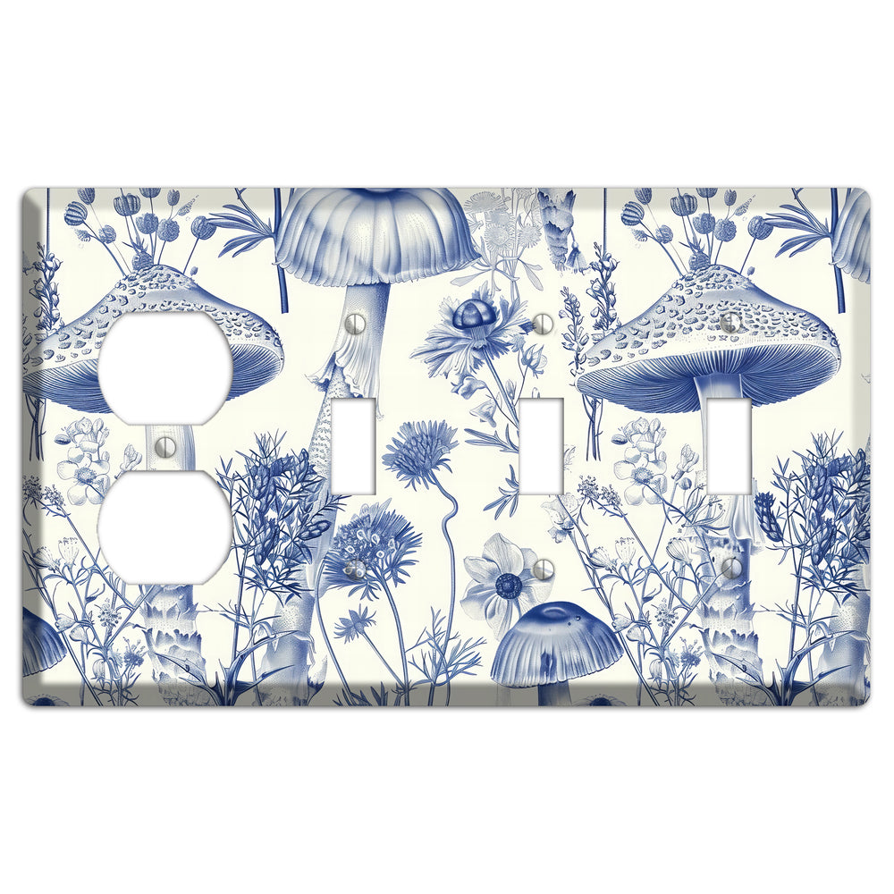 Cobalt Spore Garden Duplex / 3 Toggle Wallplate