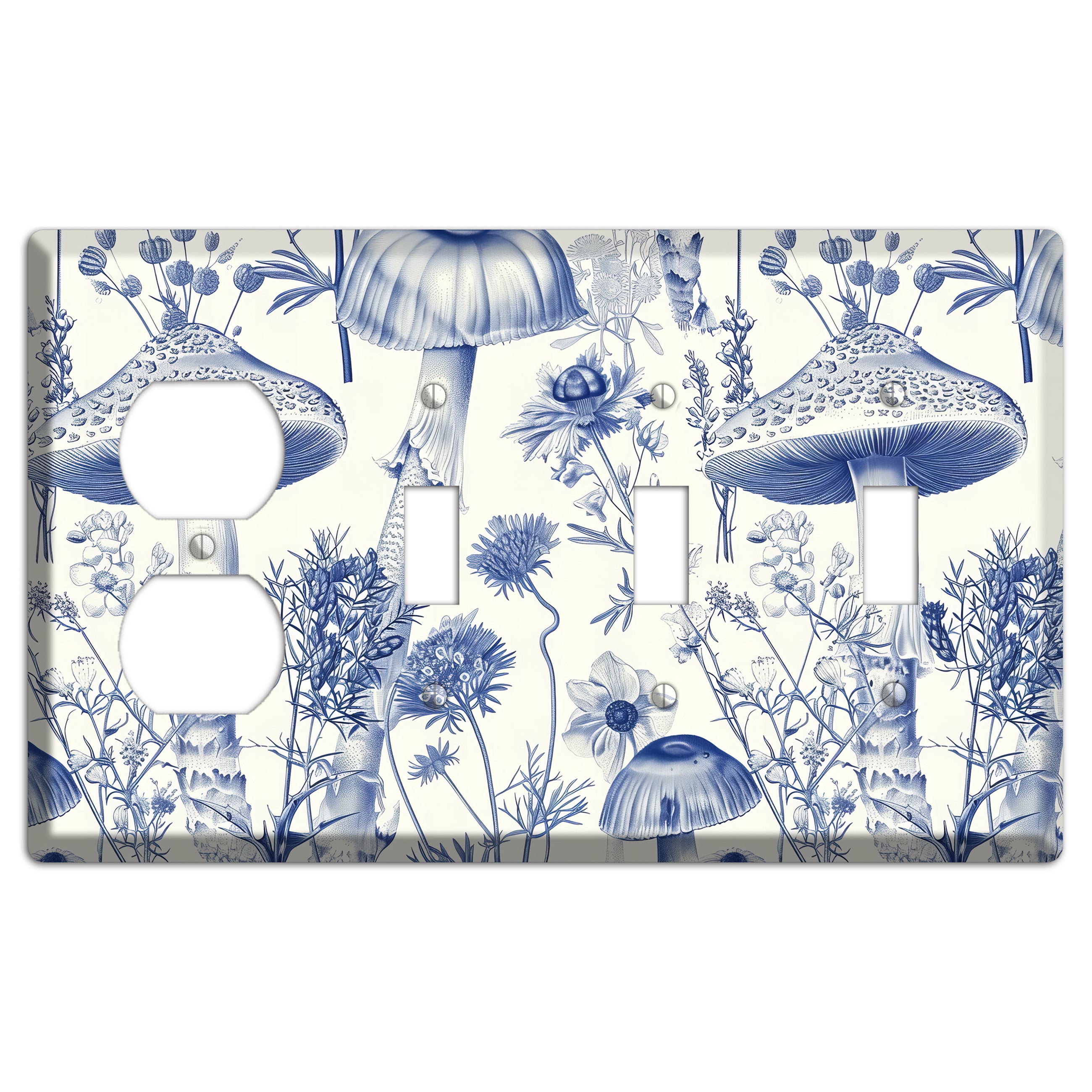 Cobalt Spore Garden Duplex / 3 Toggle Wallplate