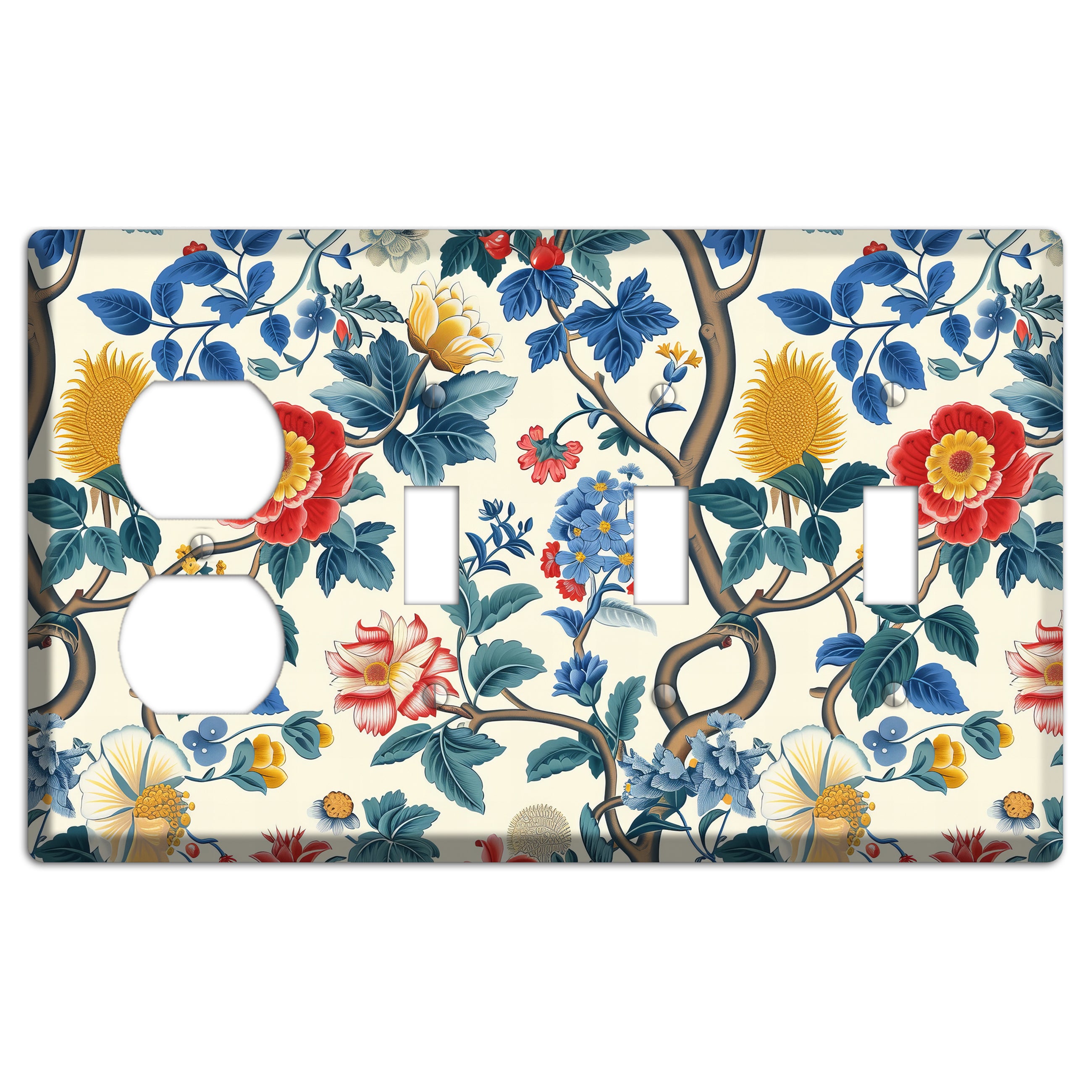 Tangled Bloom Tapestry Duplex / 3 Toggle Wallplate