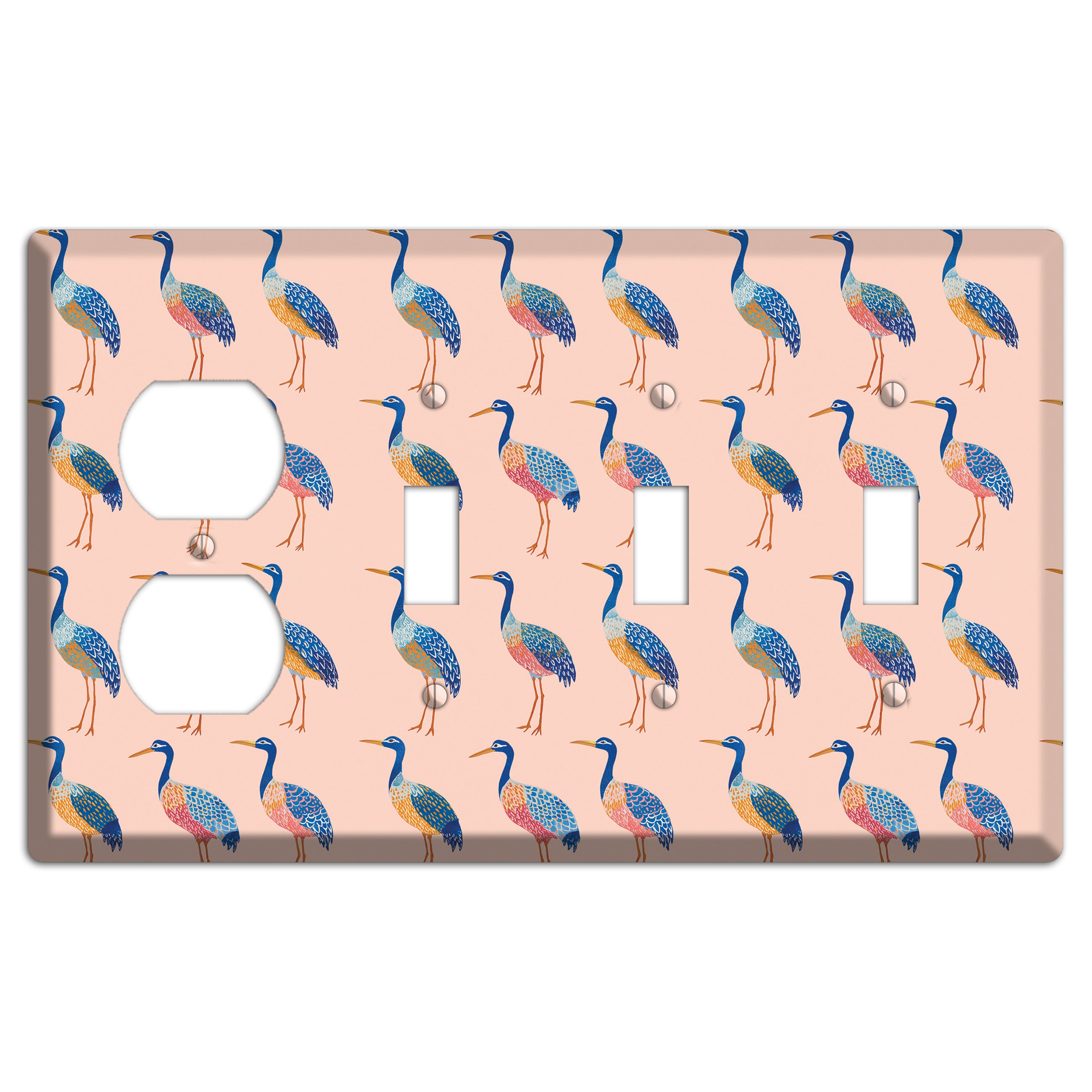 Blush Heron Parade Duplex / 3 Toggle Wallplate