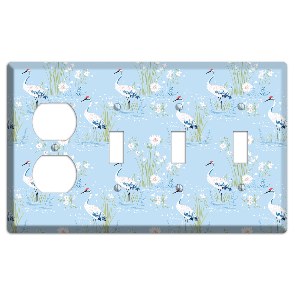 Powder Blue Marsh Duplex / 3 Toggle Wallplate