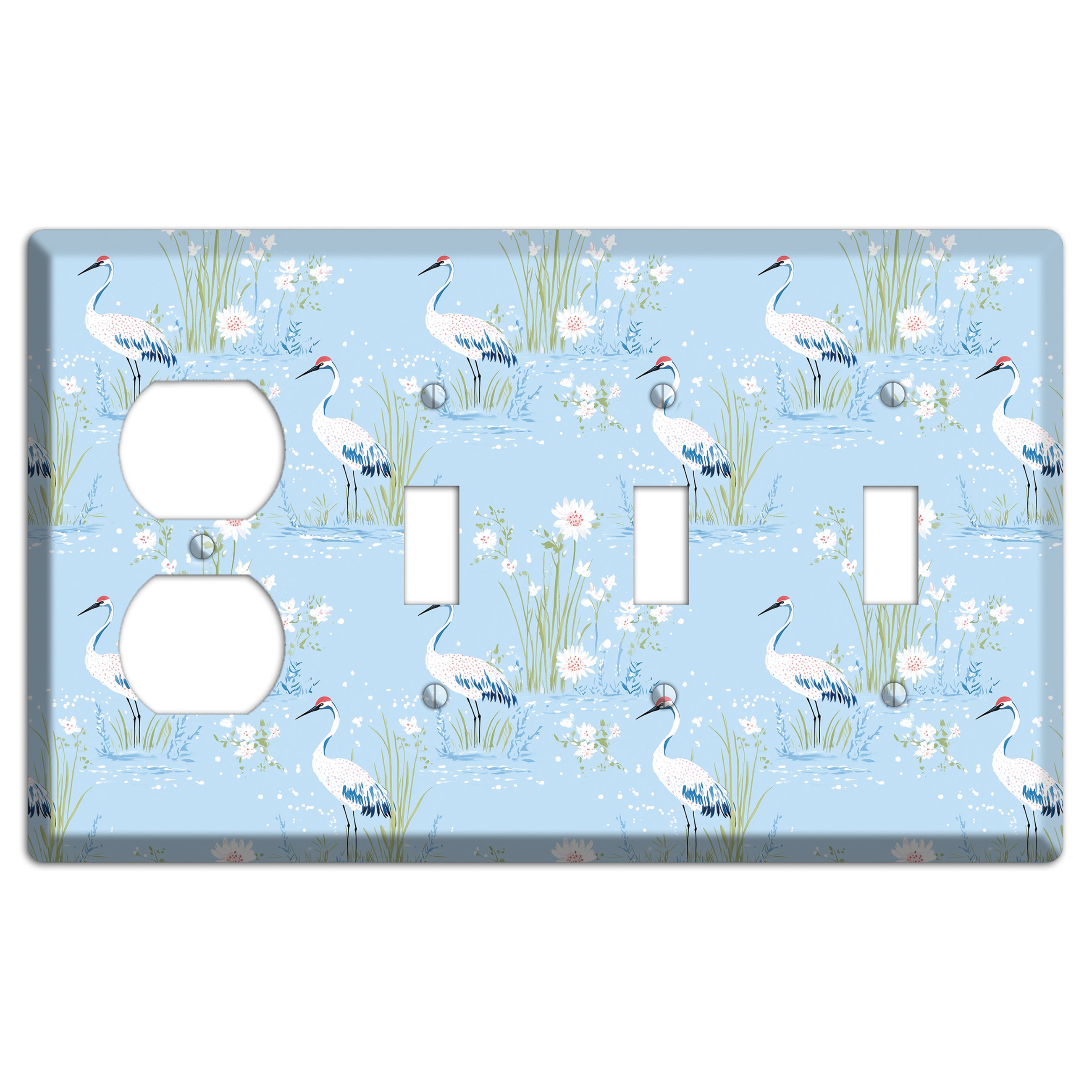 Powder Blue Marsh Duplex / 3 Toggle Wallplate