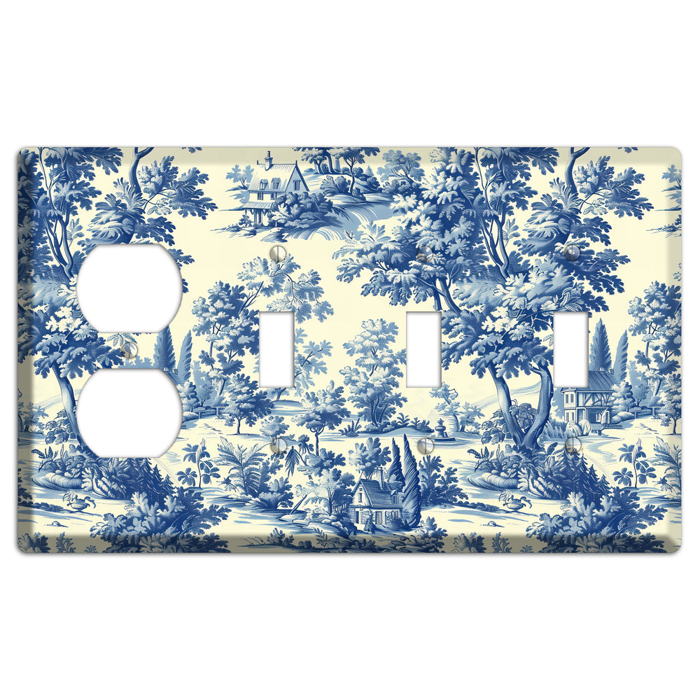 Country Estate Toile Duplex / 3 Toggle Wallplate