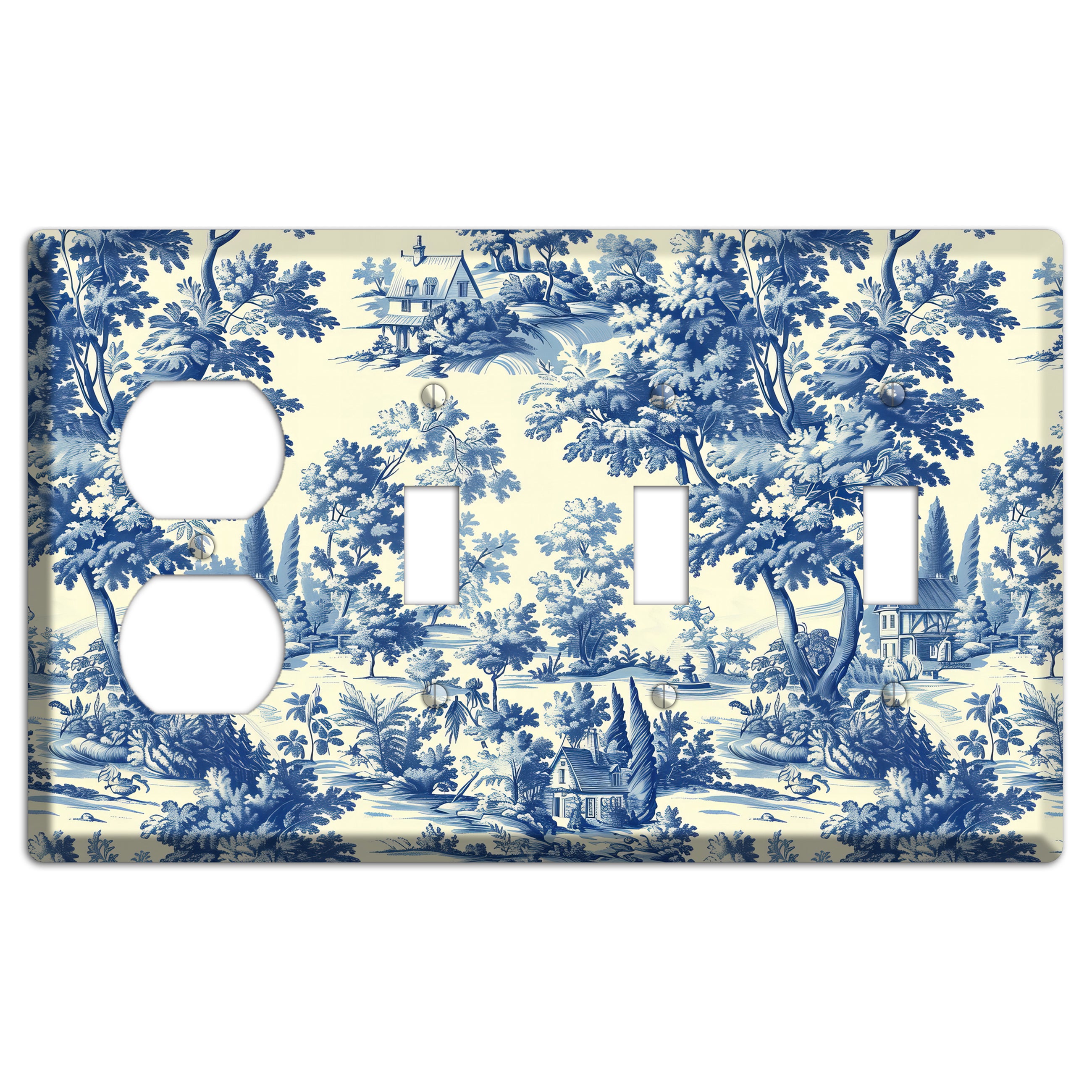 Country Estate Toile Duplex / 3 Toggle Wallplate