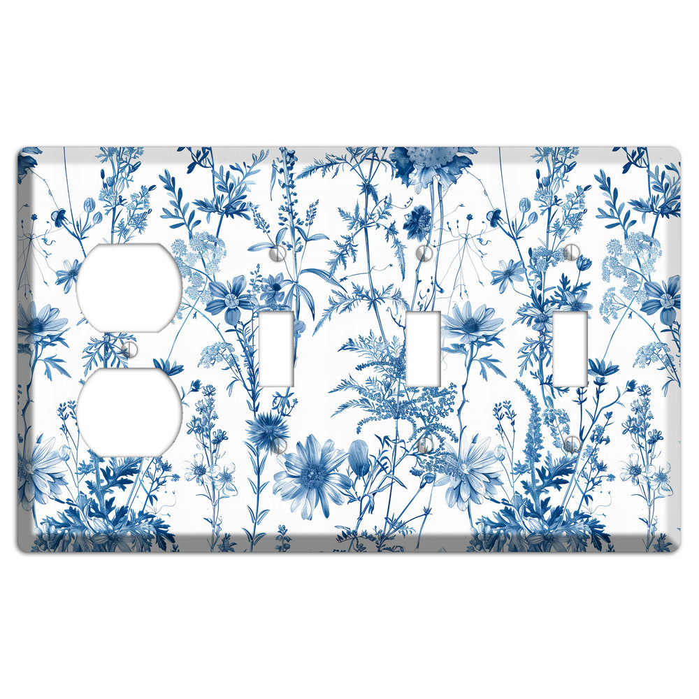 Meadow Pressed Blue Duplex / 3 Toggle Wallplate