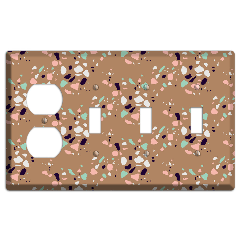 Clay Pebble Drop Duplex / 3 Toggle Wallplate