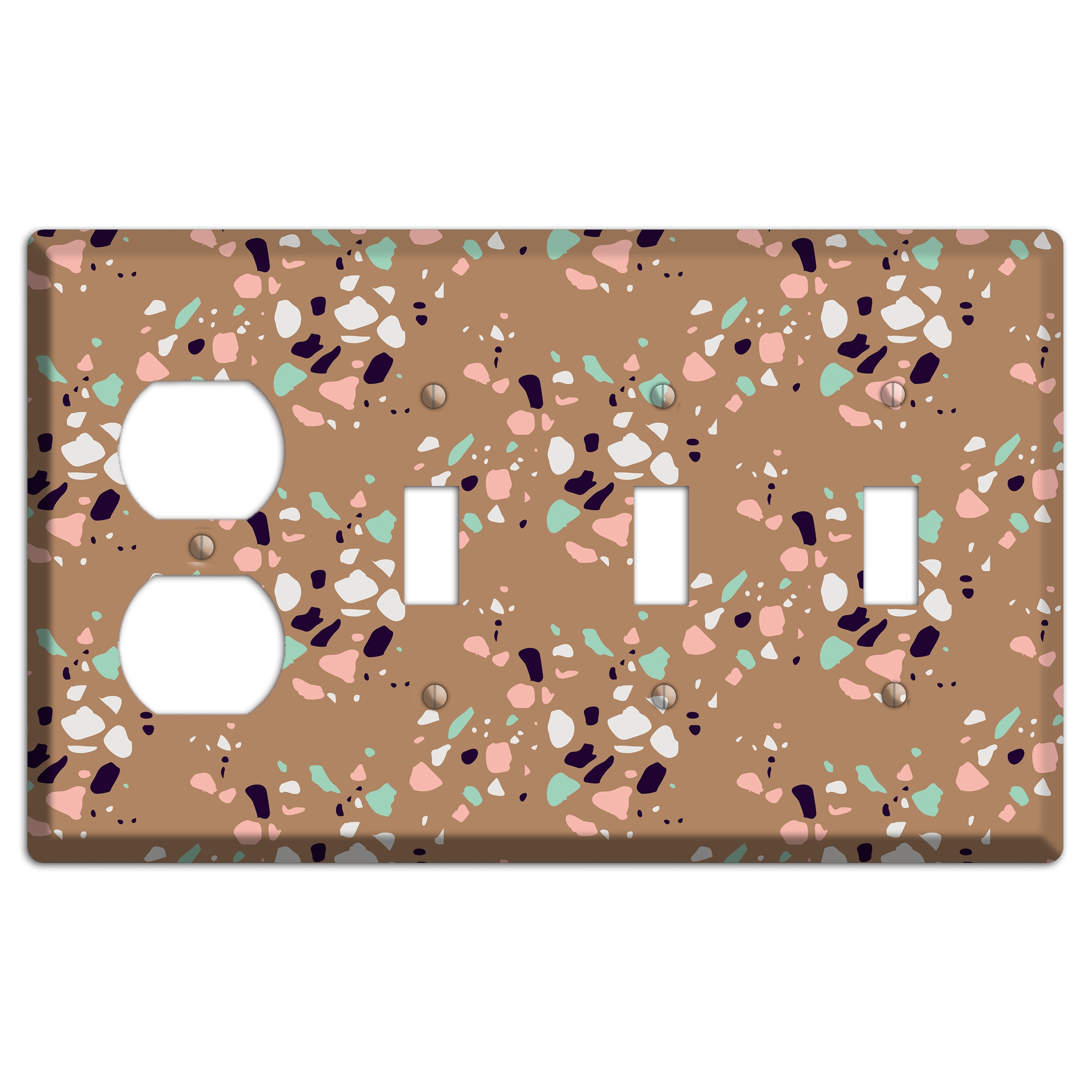 Clay Pebble Drop Duplex / 3 Toggle Wallplate