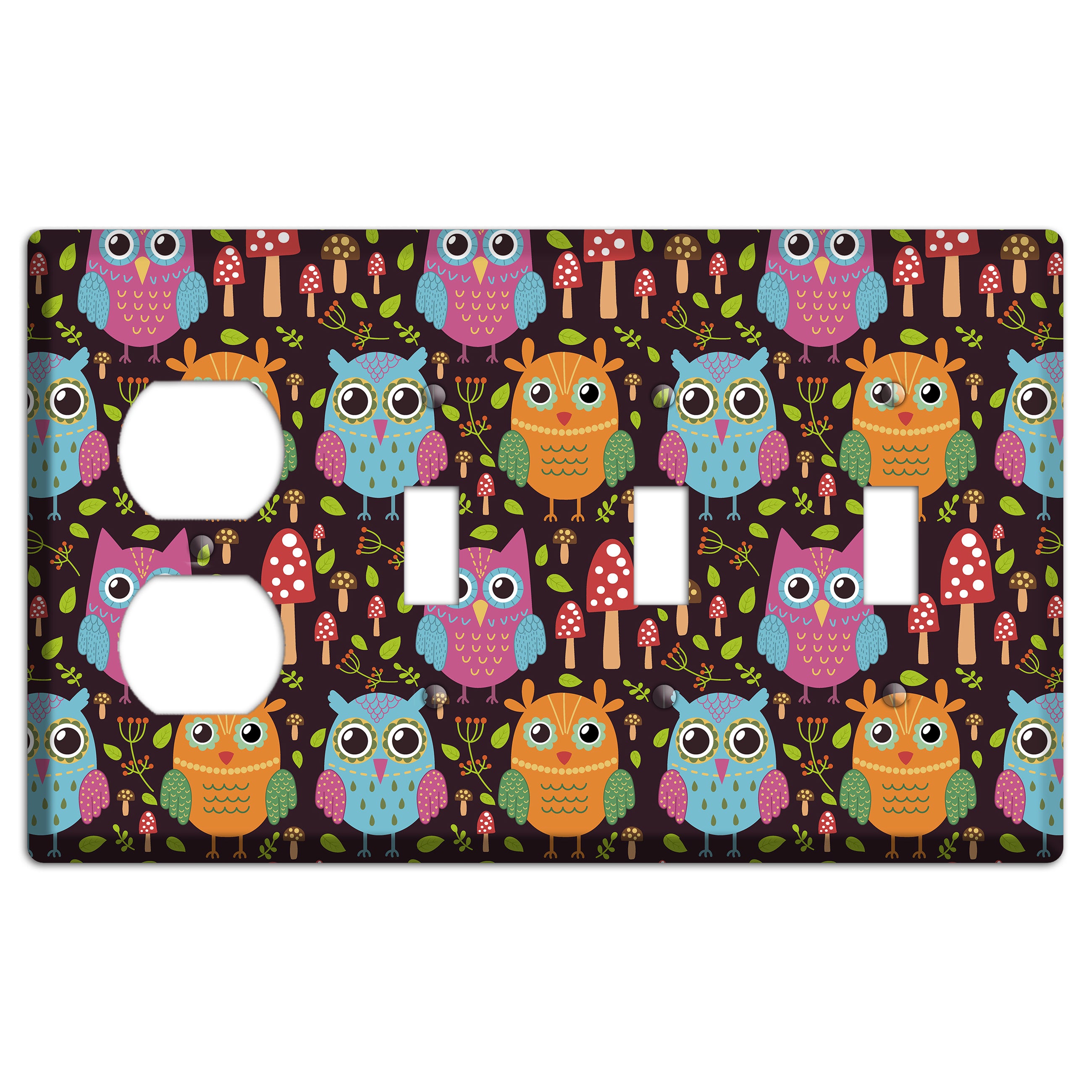 Bright Forest Owls Duplex / 3 Toggle Wallplate