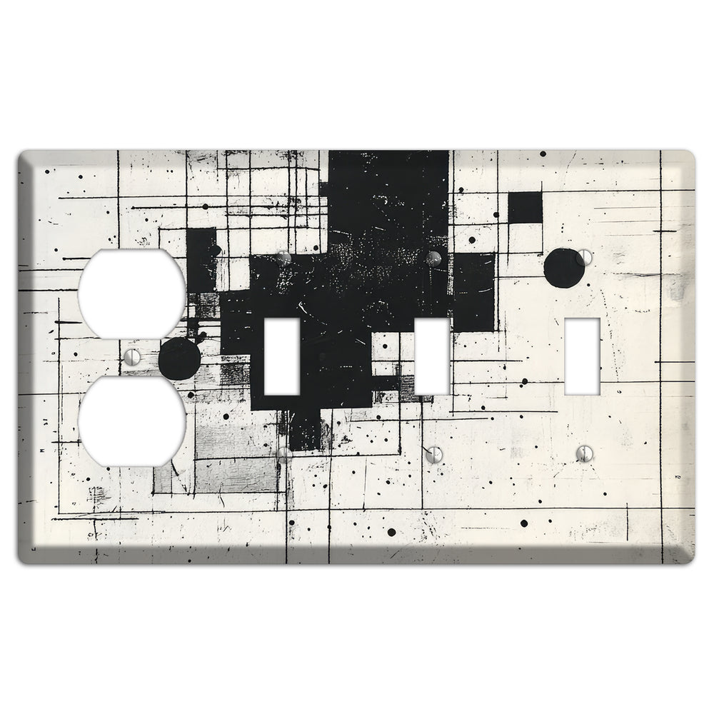 Drafting Ghost Grid Duplex / 3 Toggle Wallplate