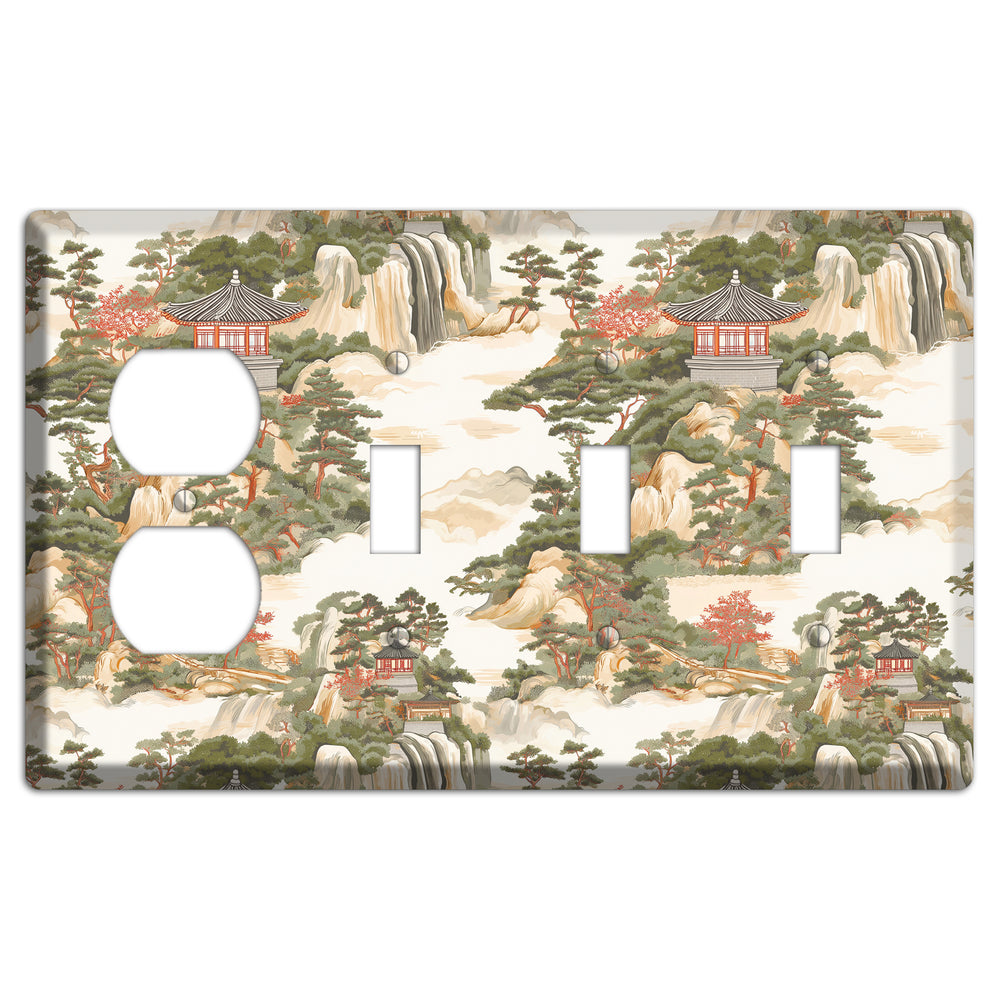 Mountain Pavilion Mist Duplex / 3 Toggle Wallplate