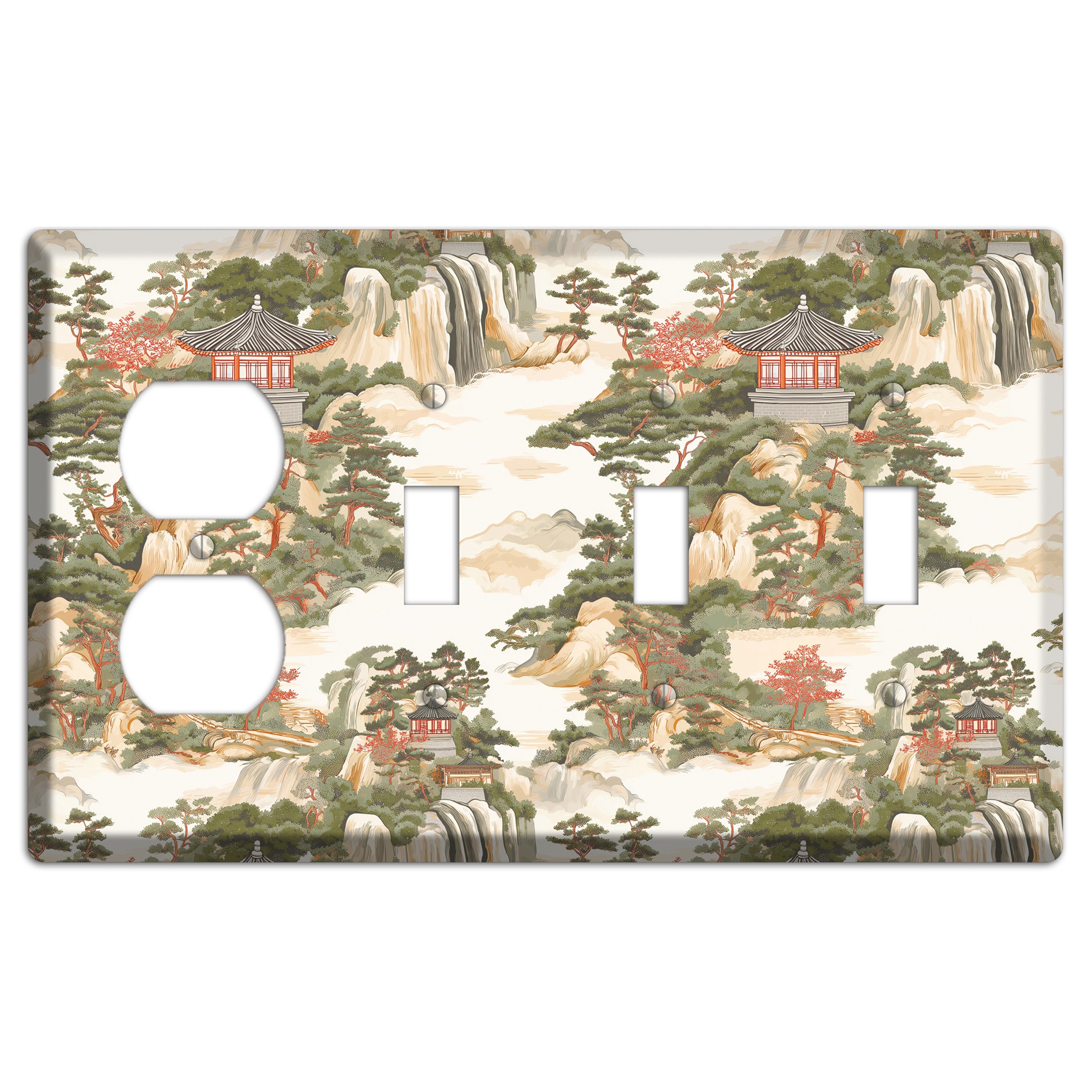Mountain Pavilion Mist Duplex / 3 Toggle Wallplate