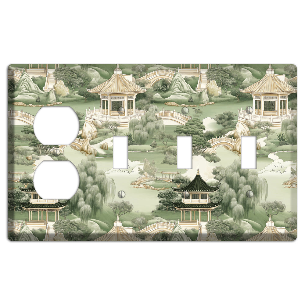 Jade Garden Toile Duplex / 3 Toggle Wallplate