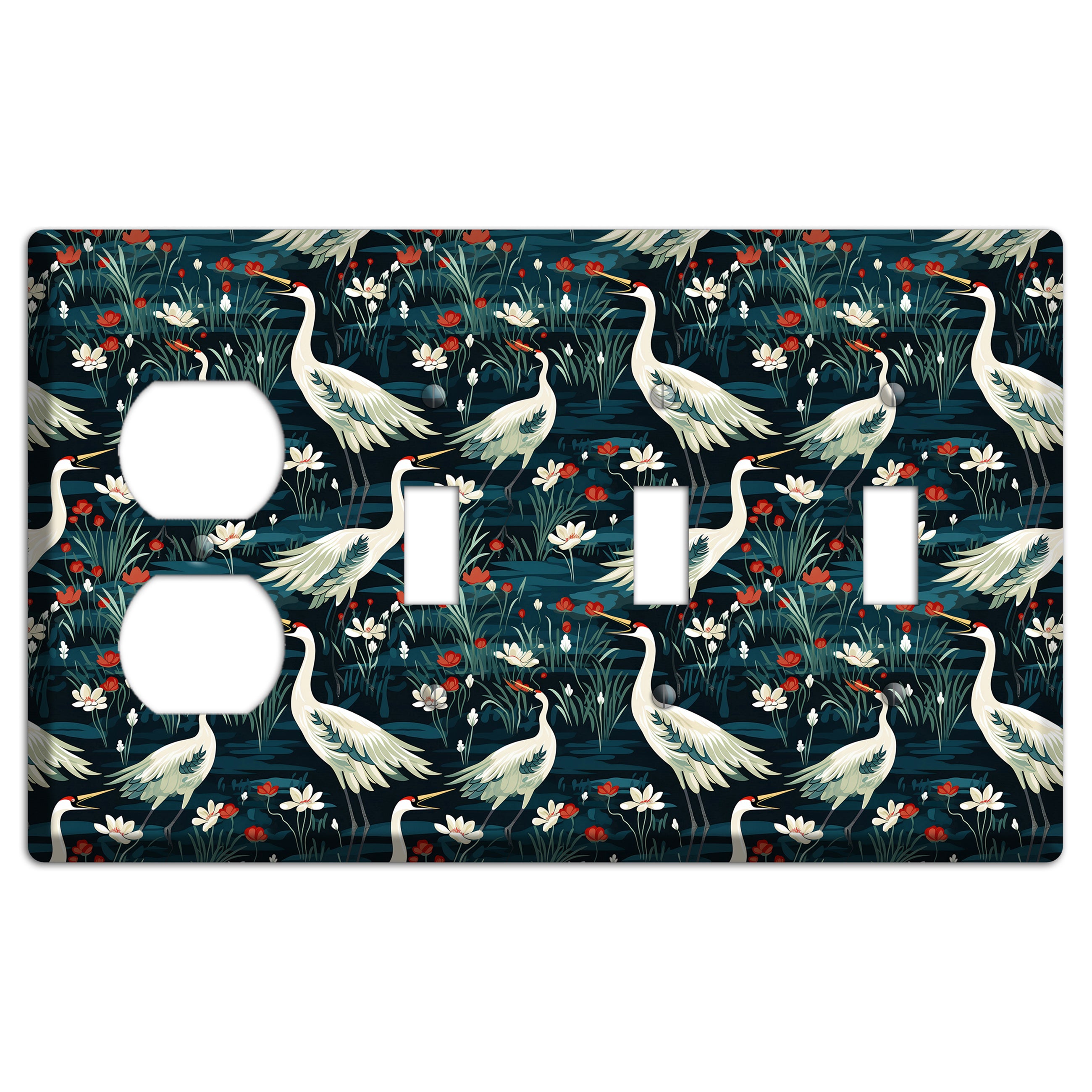 Midnight Lotus Marsh Duplex / 3 Toggle Wallplate