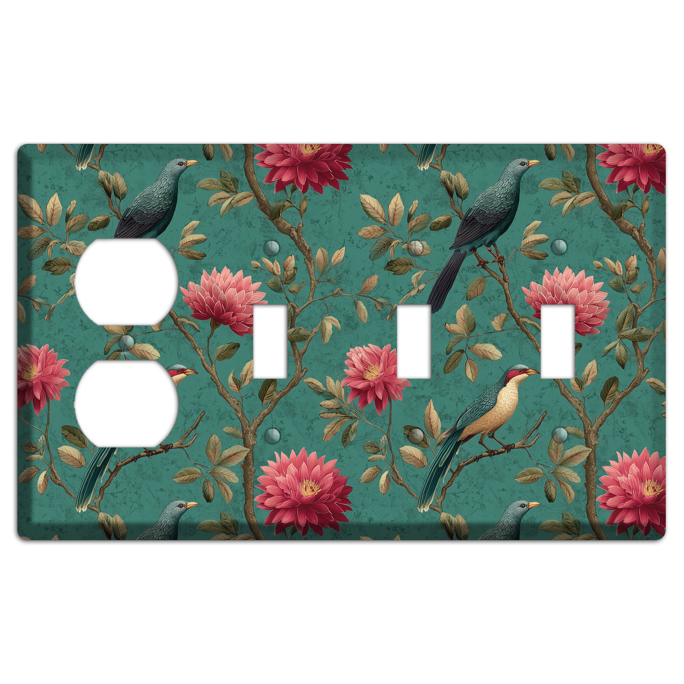 Crimson Perch Duplex / 3 Toggle Wallplate