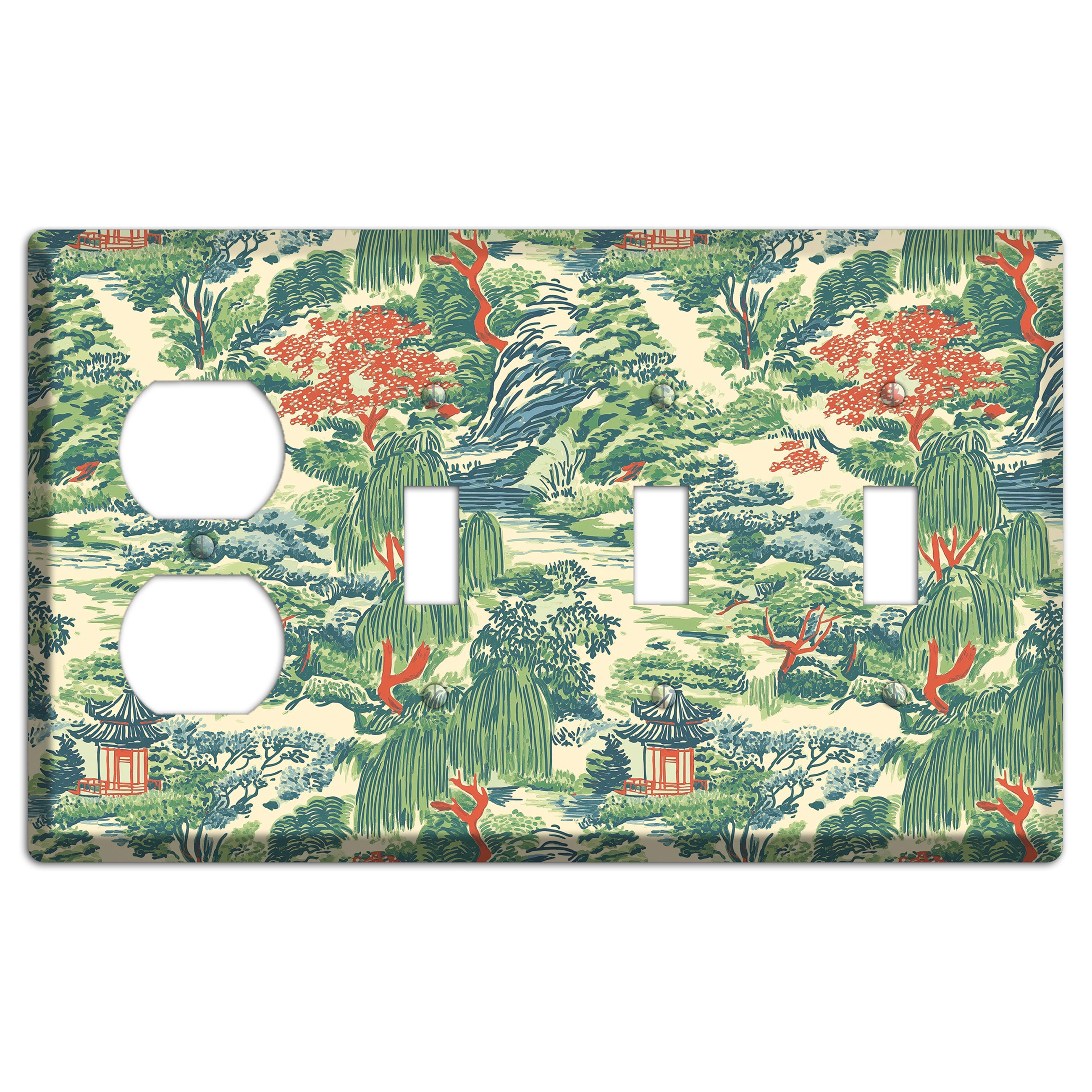 Pavilion & Willow Duplex / 3 Toggle Wallplate