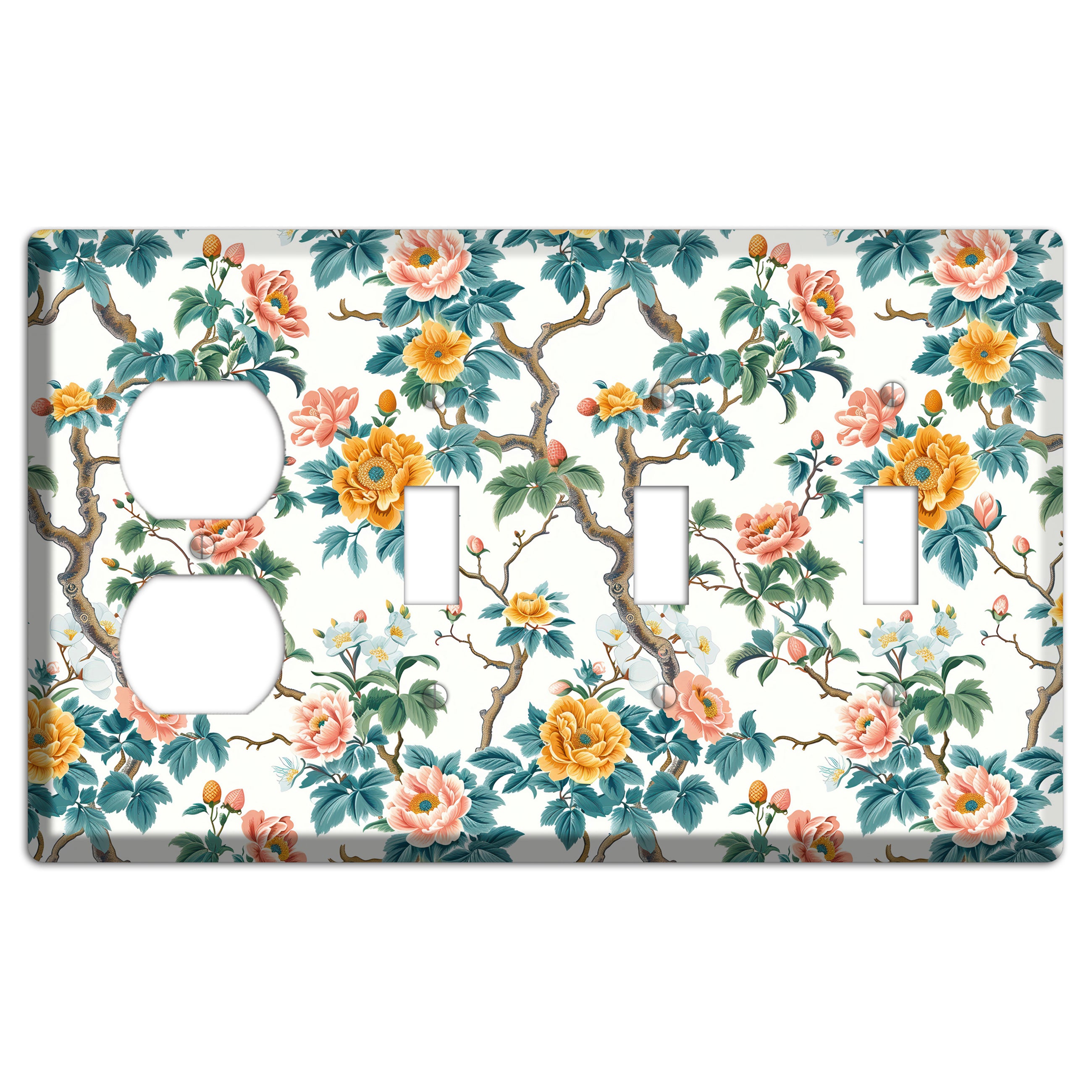 Blossom & Bough Duplex / 3 Toggle Wallplate