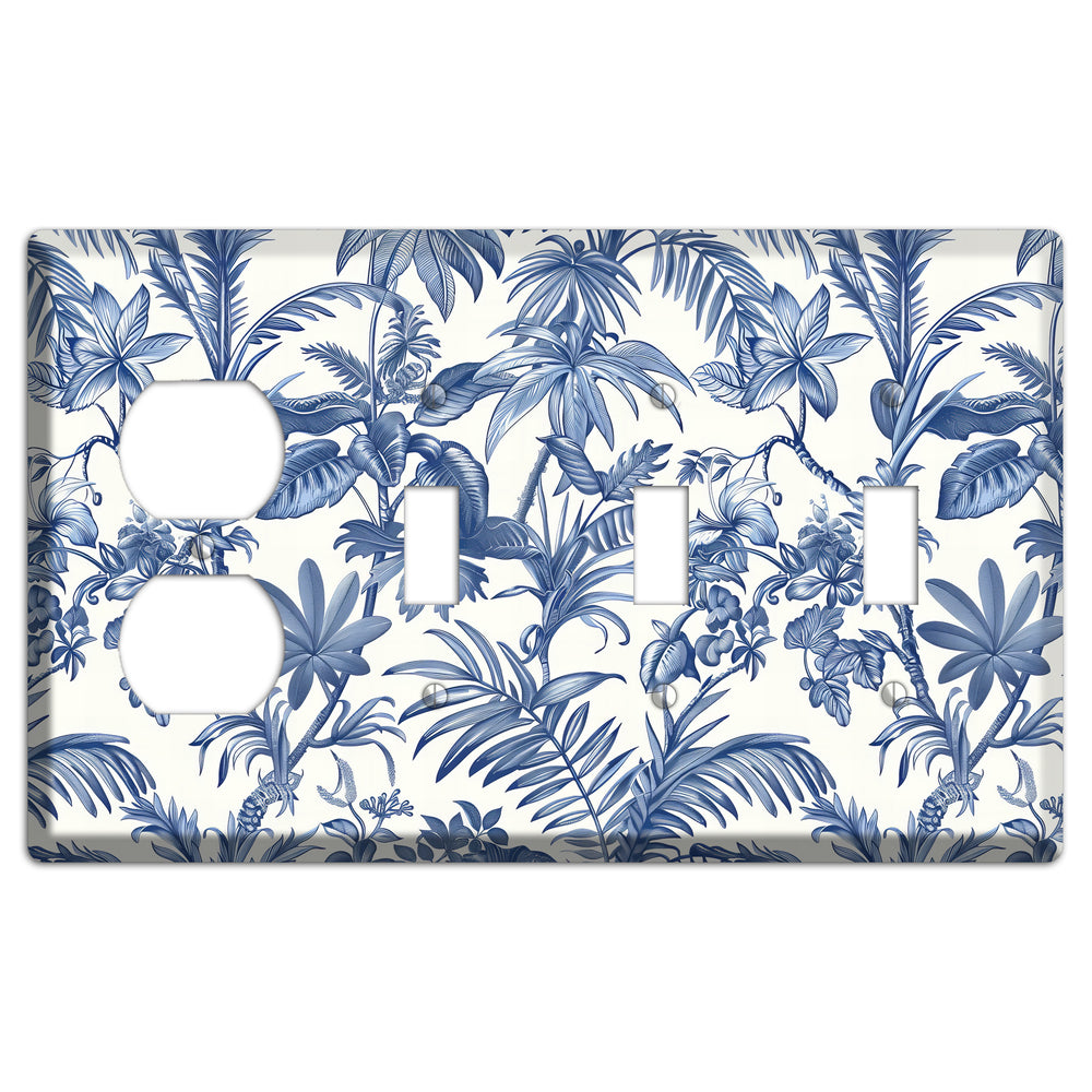 Tropic Indigo Reverie Duplex / 3 Toggle Wallplate