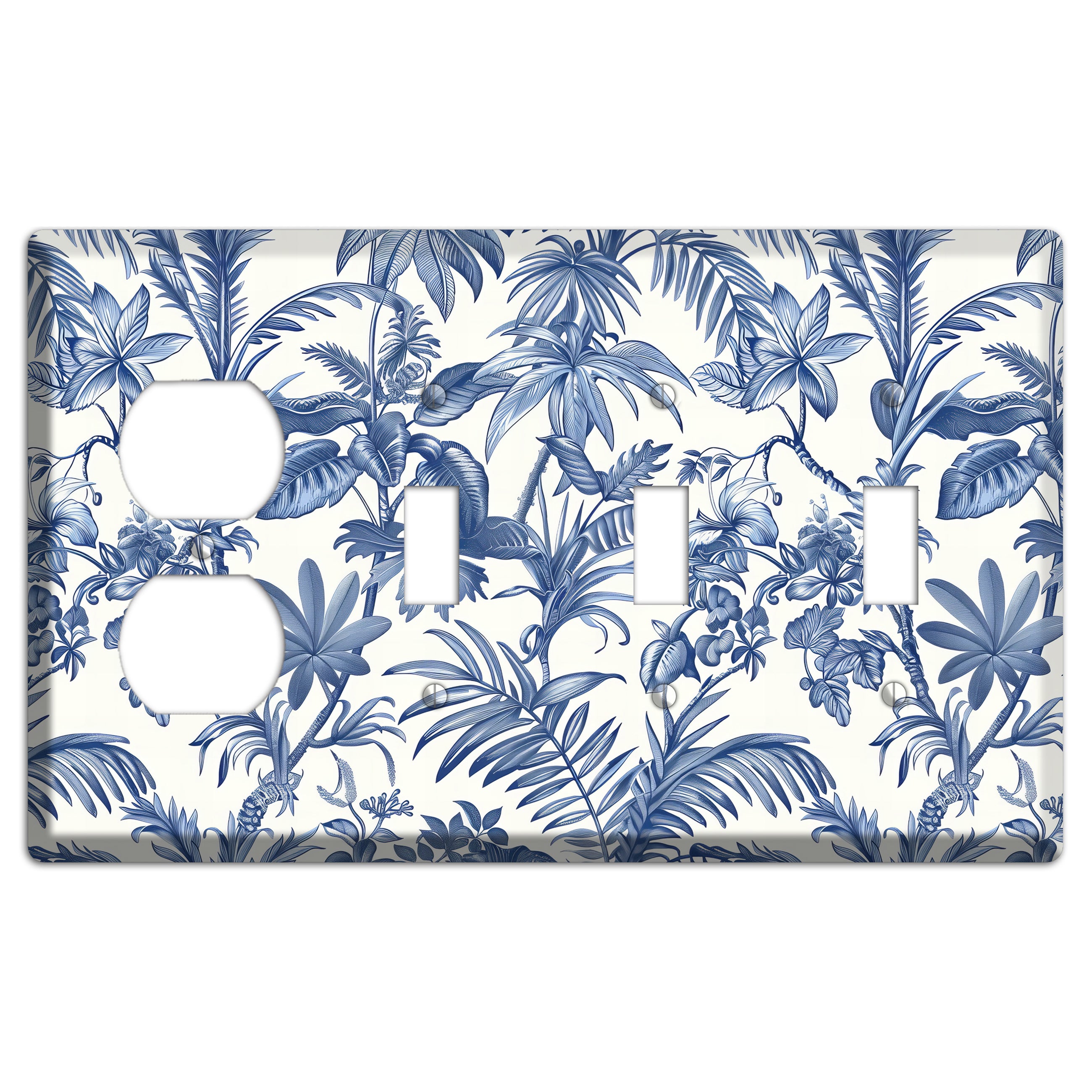 Tropic Indigo Reverie Duplex / 3 Toggle Wallplate