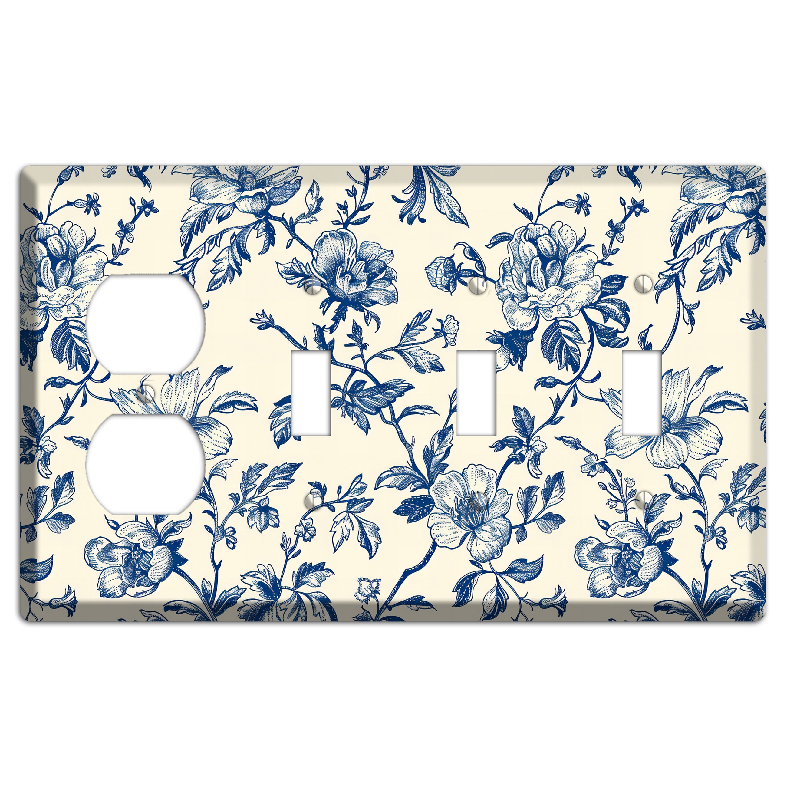 Garden Indigo Reverie Duplex / 3 Toggle Wallplate