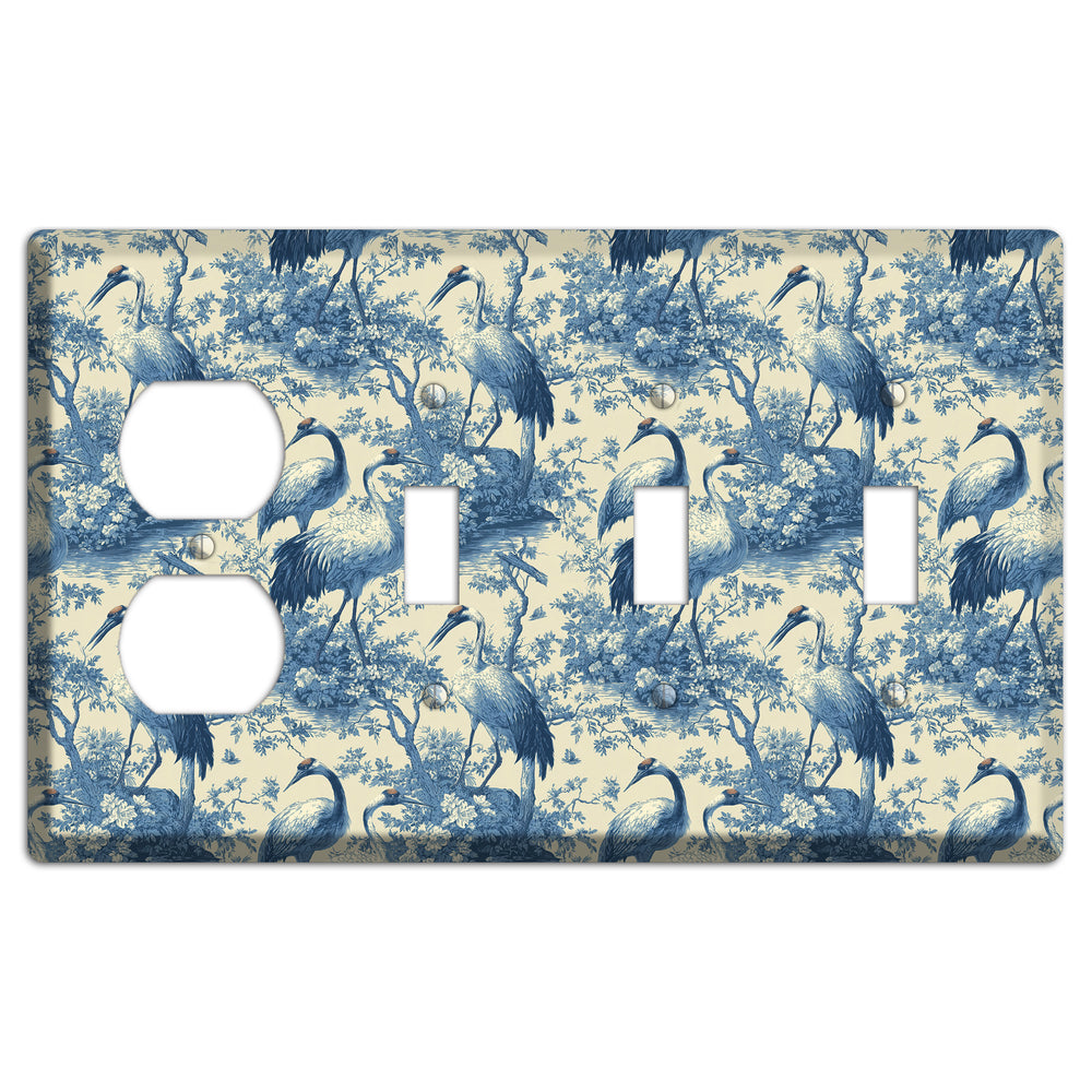 Cobalt Toile Vigil Duplex / 3 Toggle Wallplate