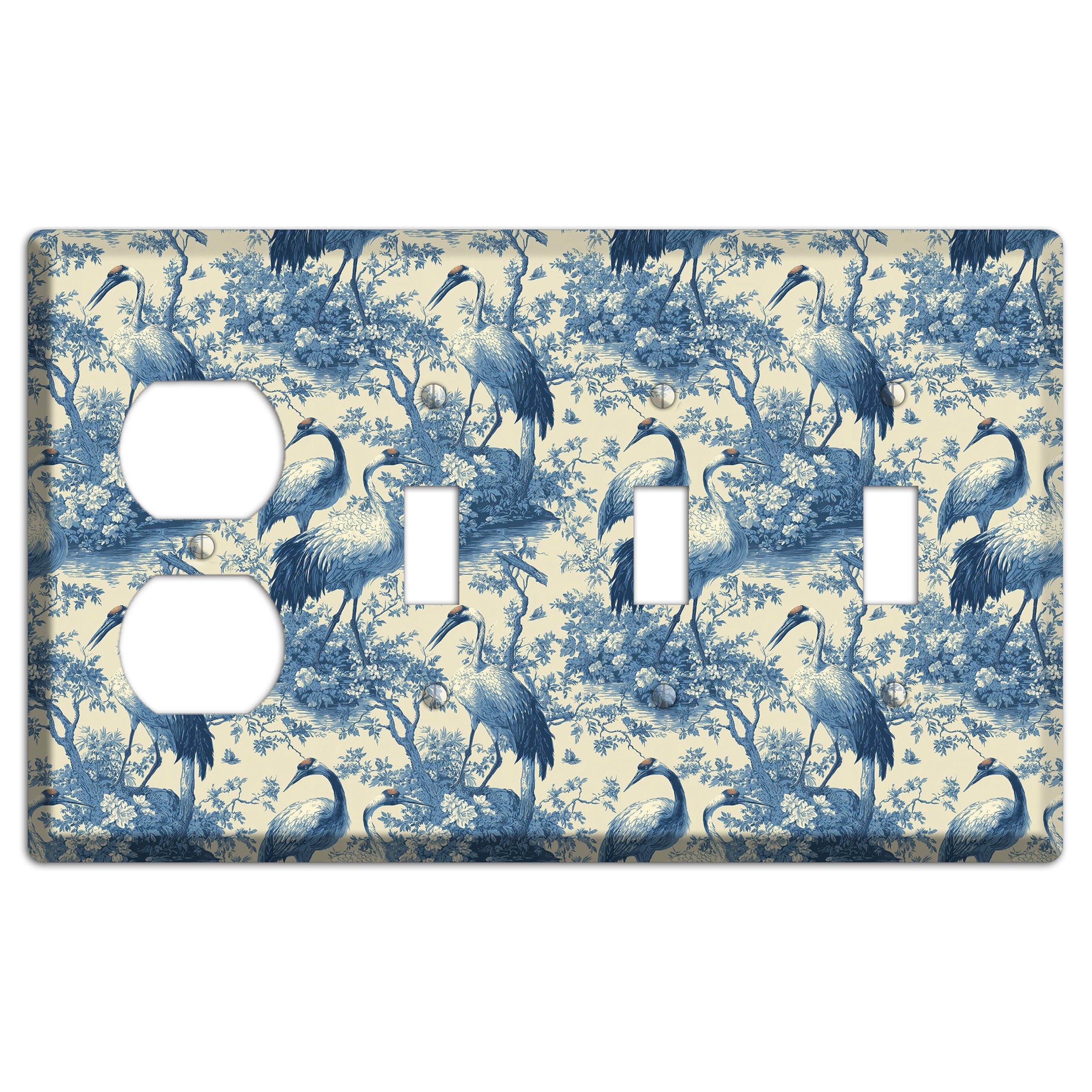 Cobalt Toile Vigil Duplex / 3 Toggle Wallplate