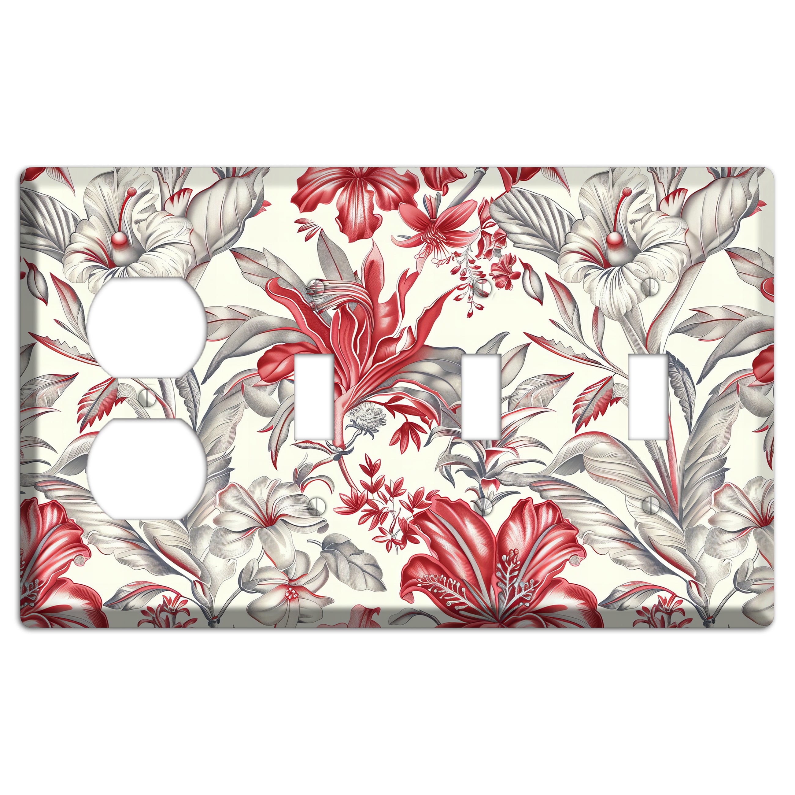 Crimson Botanica Duplex / 3 Toggle Wallplate