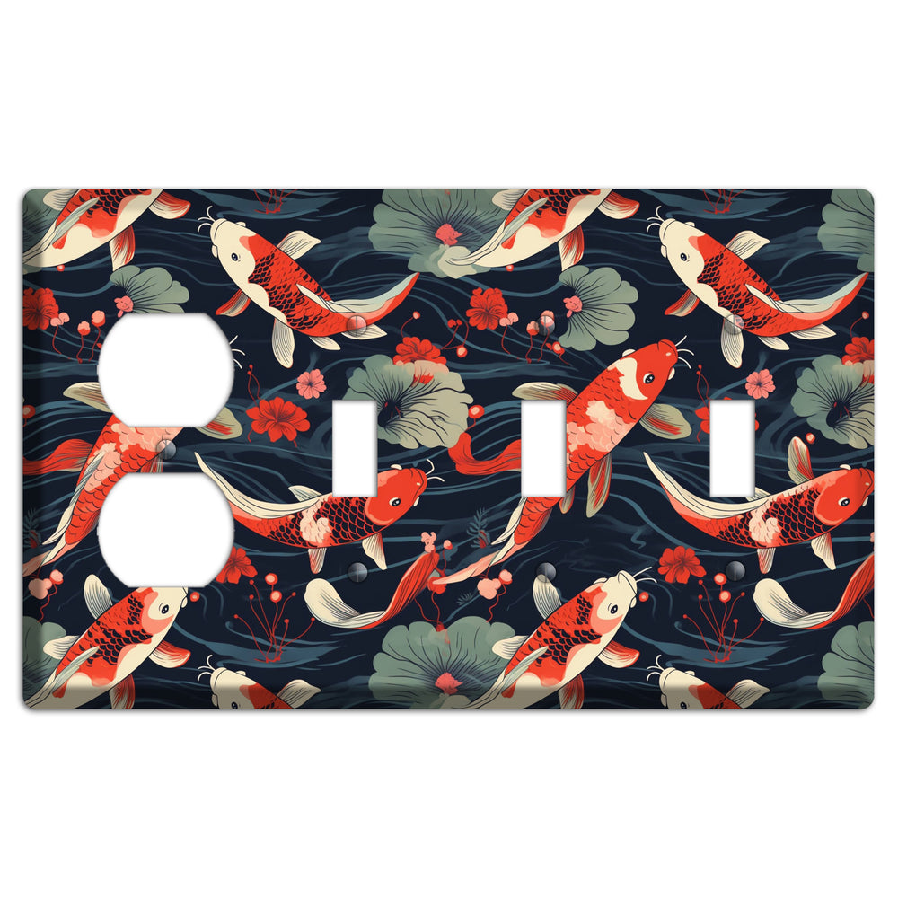 Koi Drift Dance Duplex / 3 Toggle Wallplate