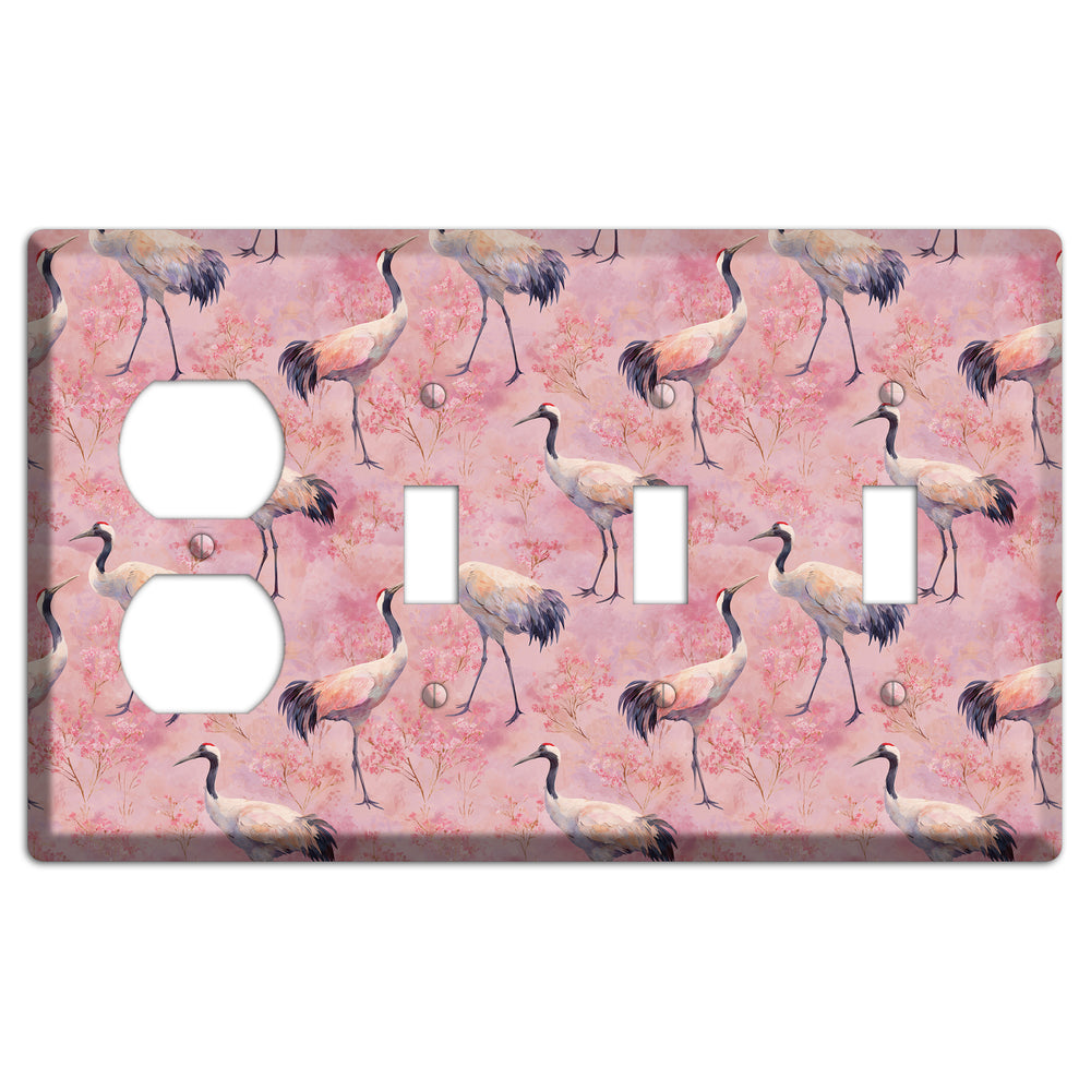 Blush Crane Reverie Duplex / 3 Toggle Wallplate