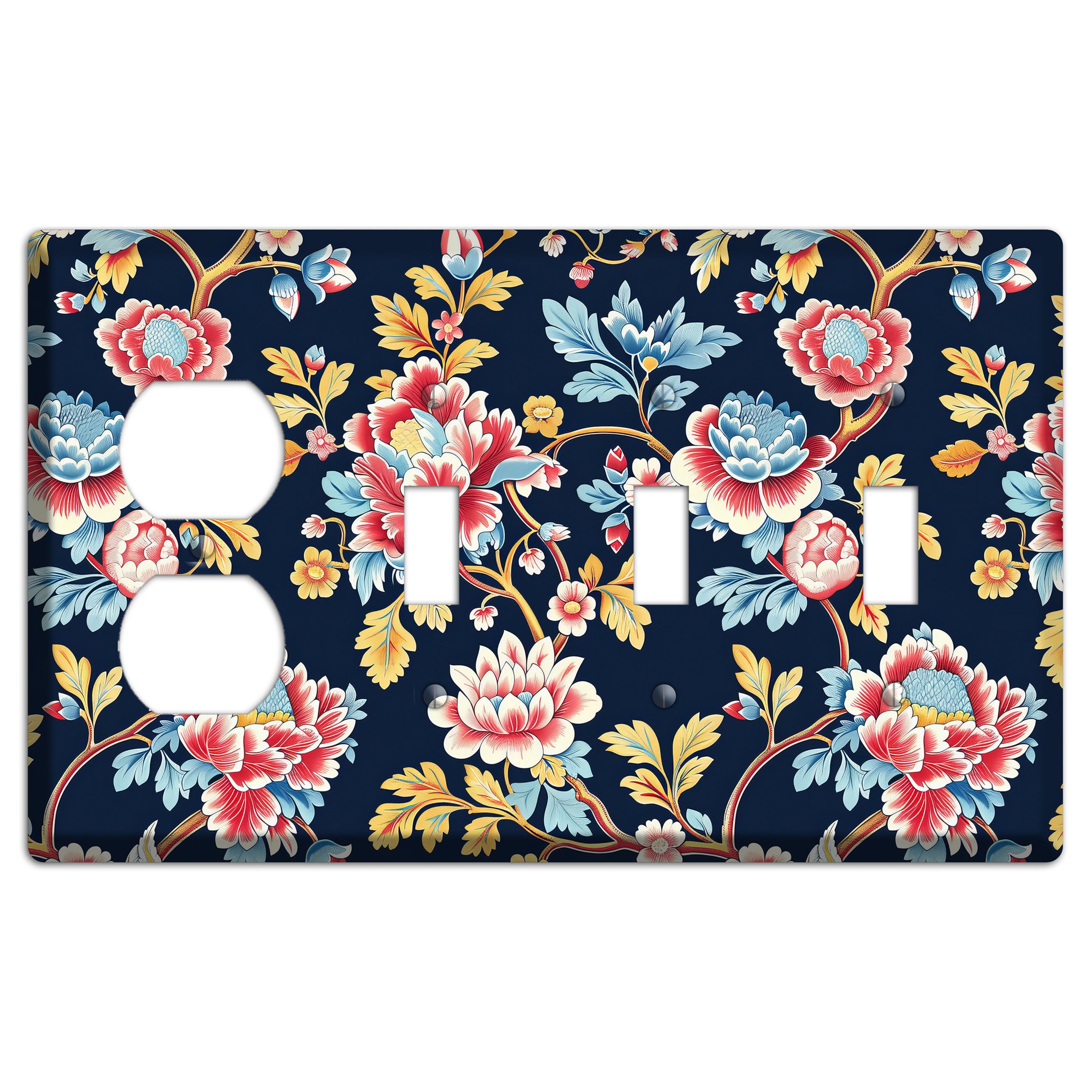 Midnight Garden Bloom Duplex / 3 Toggle Wallplate