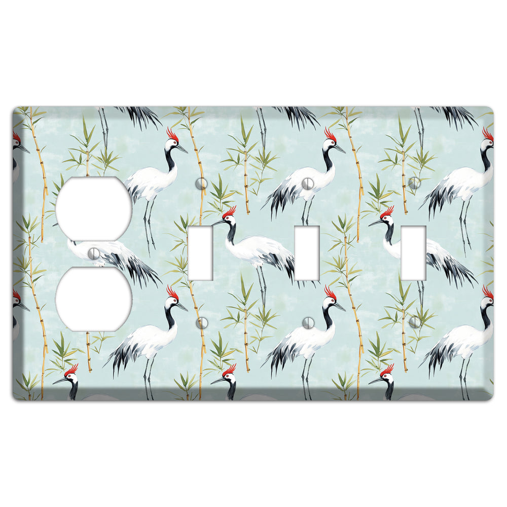 Celadon Bamboo Vigil Duplex / 3 Toggle Wallplate