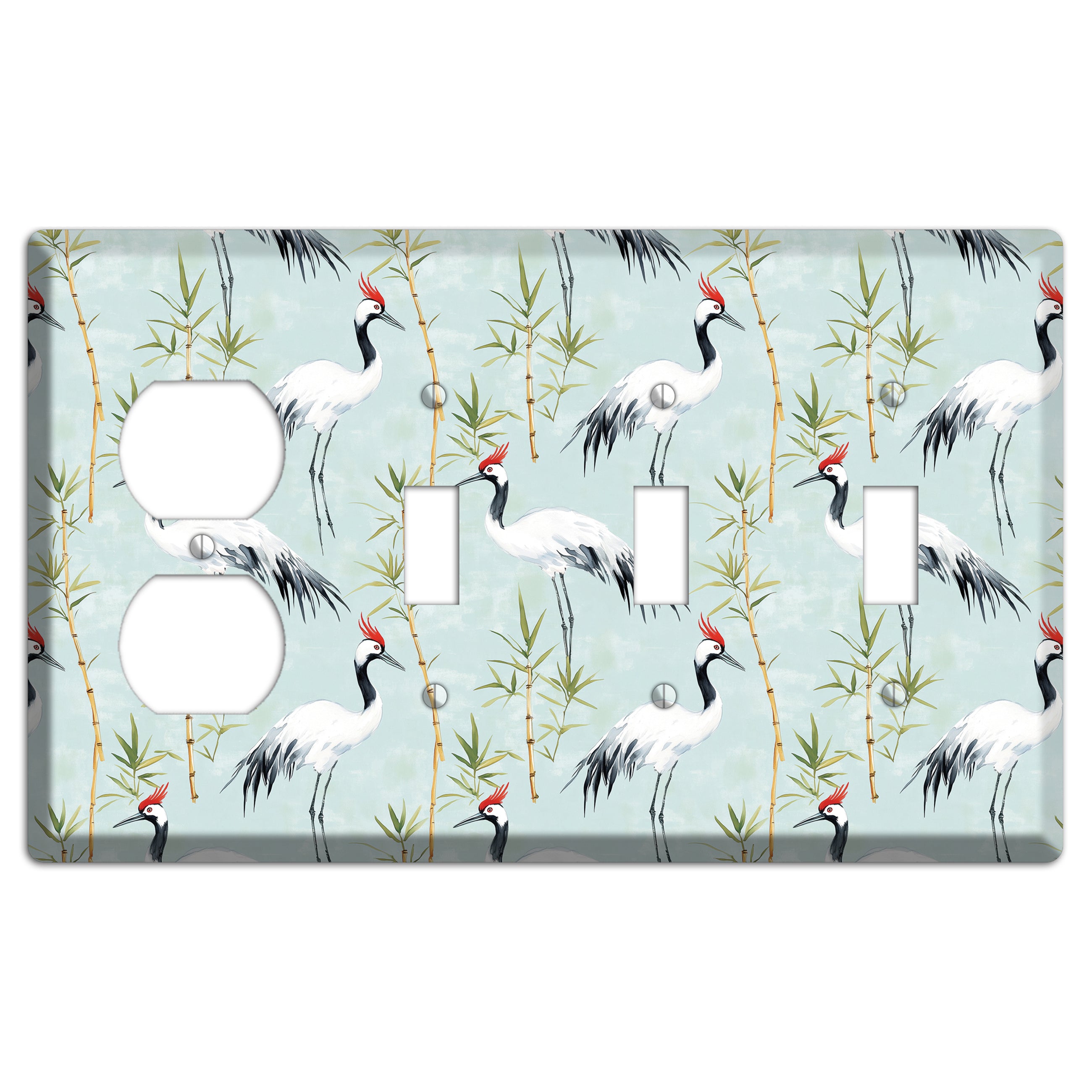 Celadon Bamboo Vigil Duplex / 3 Toggle Wallplate