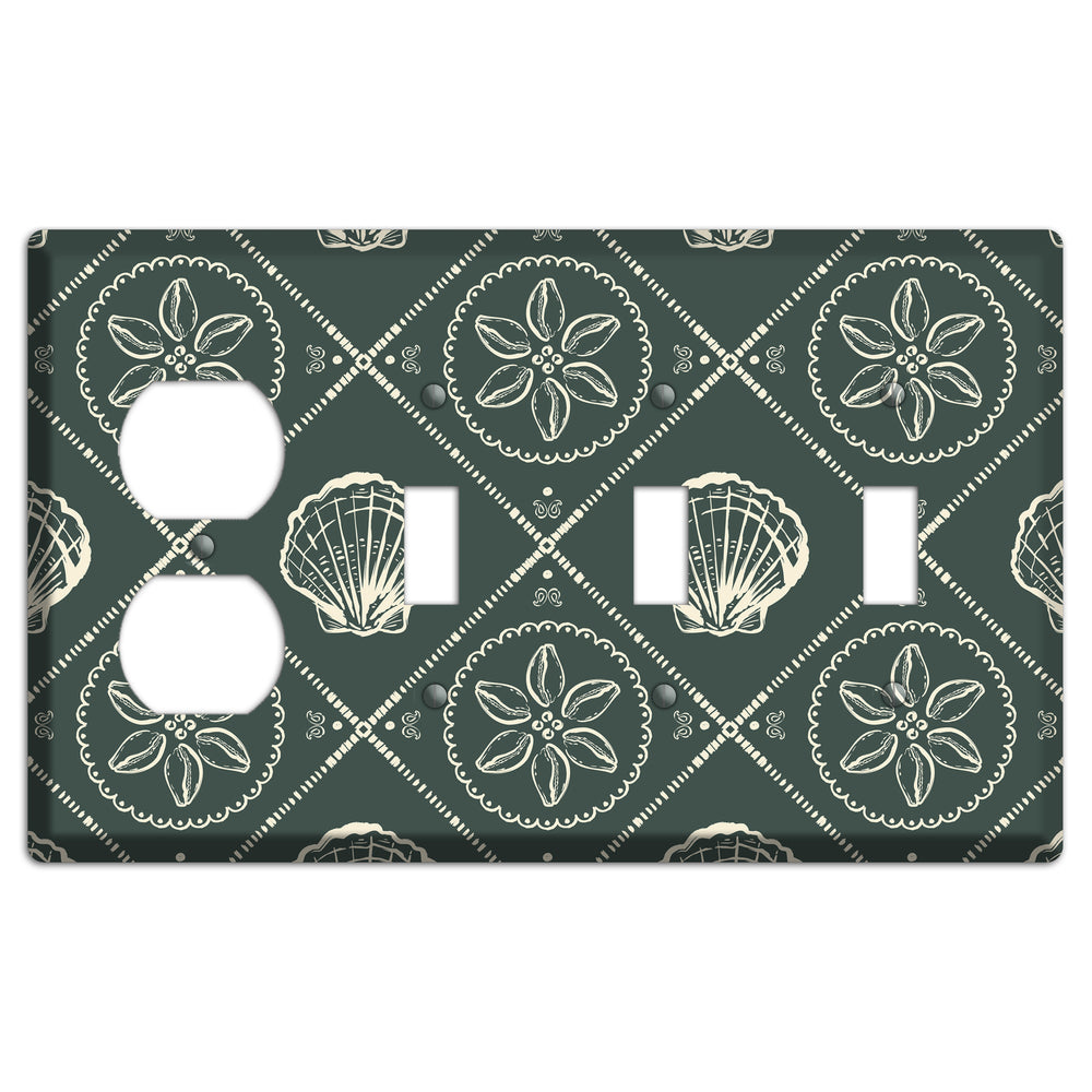 Slate Cowrie Medallion Duplex / 3 Toggle Wallplate