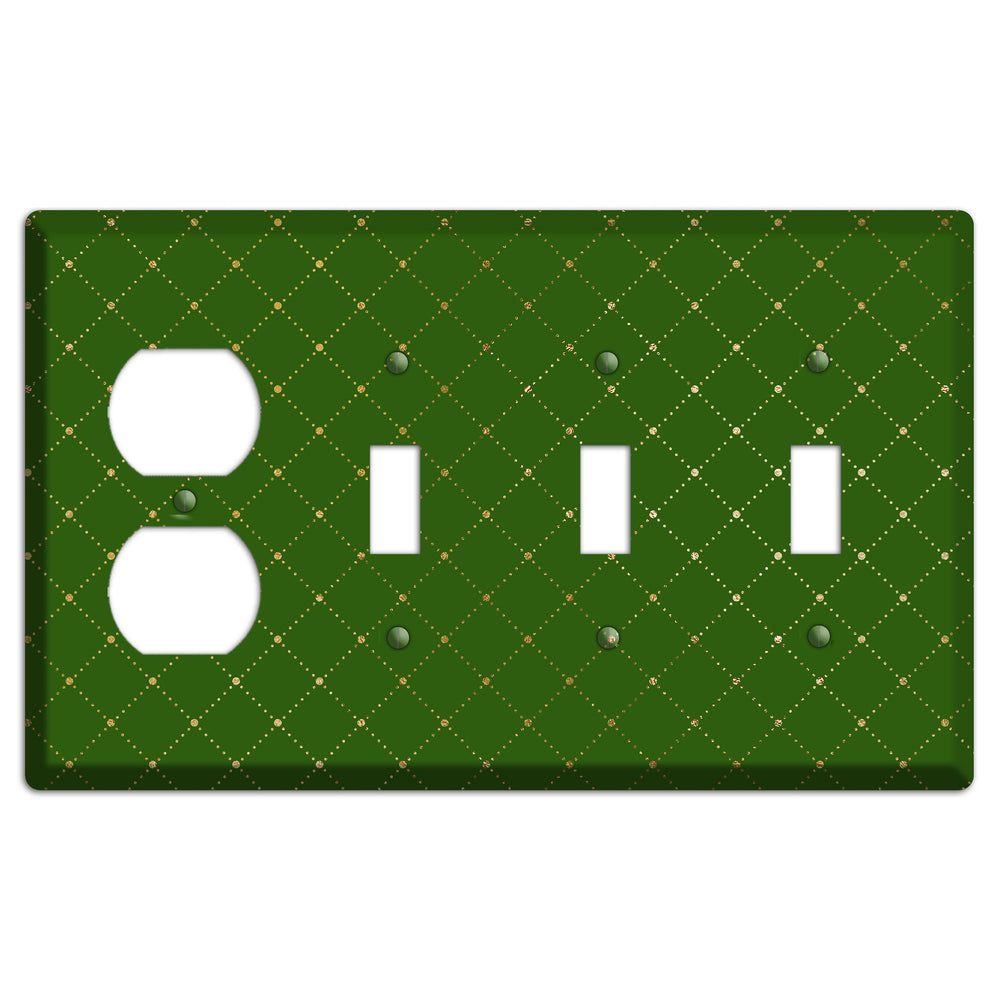 Beaded Lattice Duplex / 3 Toggle Wallplate