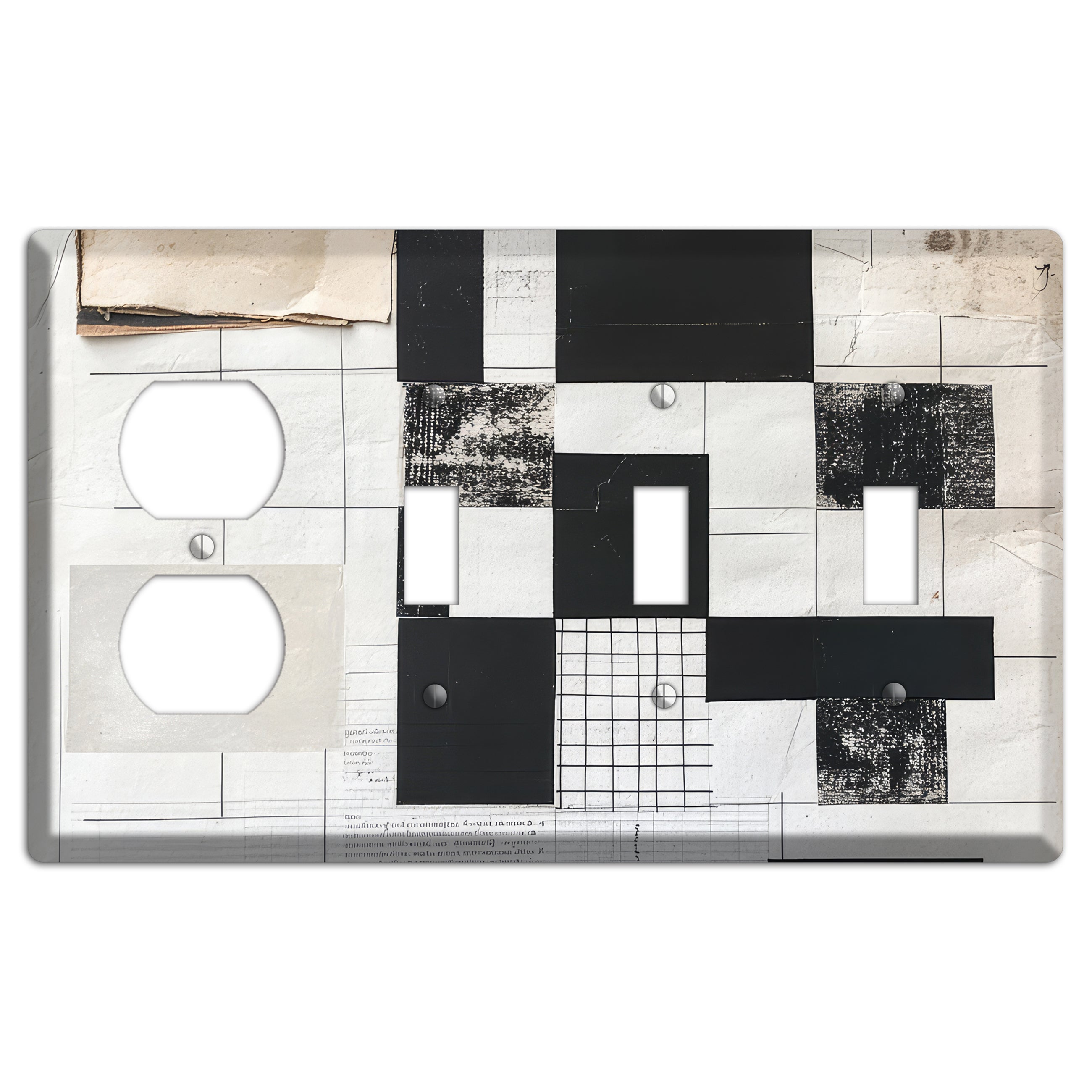 Torn Ledger Fragments Duplex / 3 Toggle Wallplate