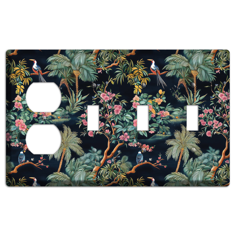 Jungle Nocturne Duplex / 3 Toggle Wallplate