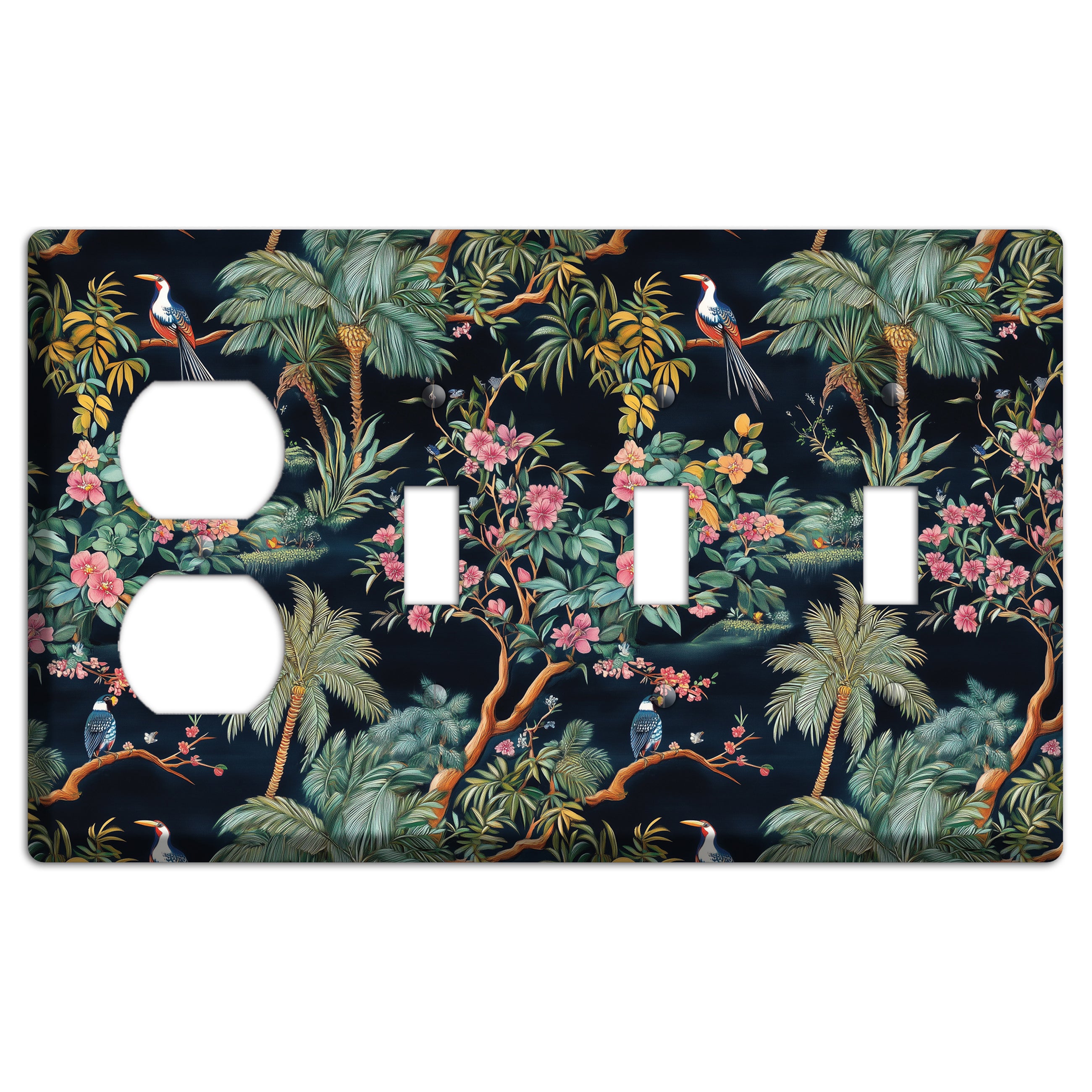Jungle Nocturne Duplex / 3 Toggle Wallplate