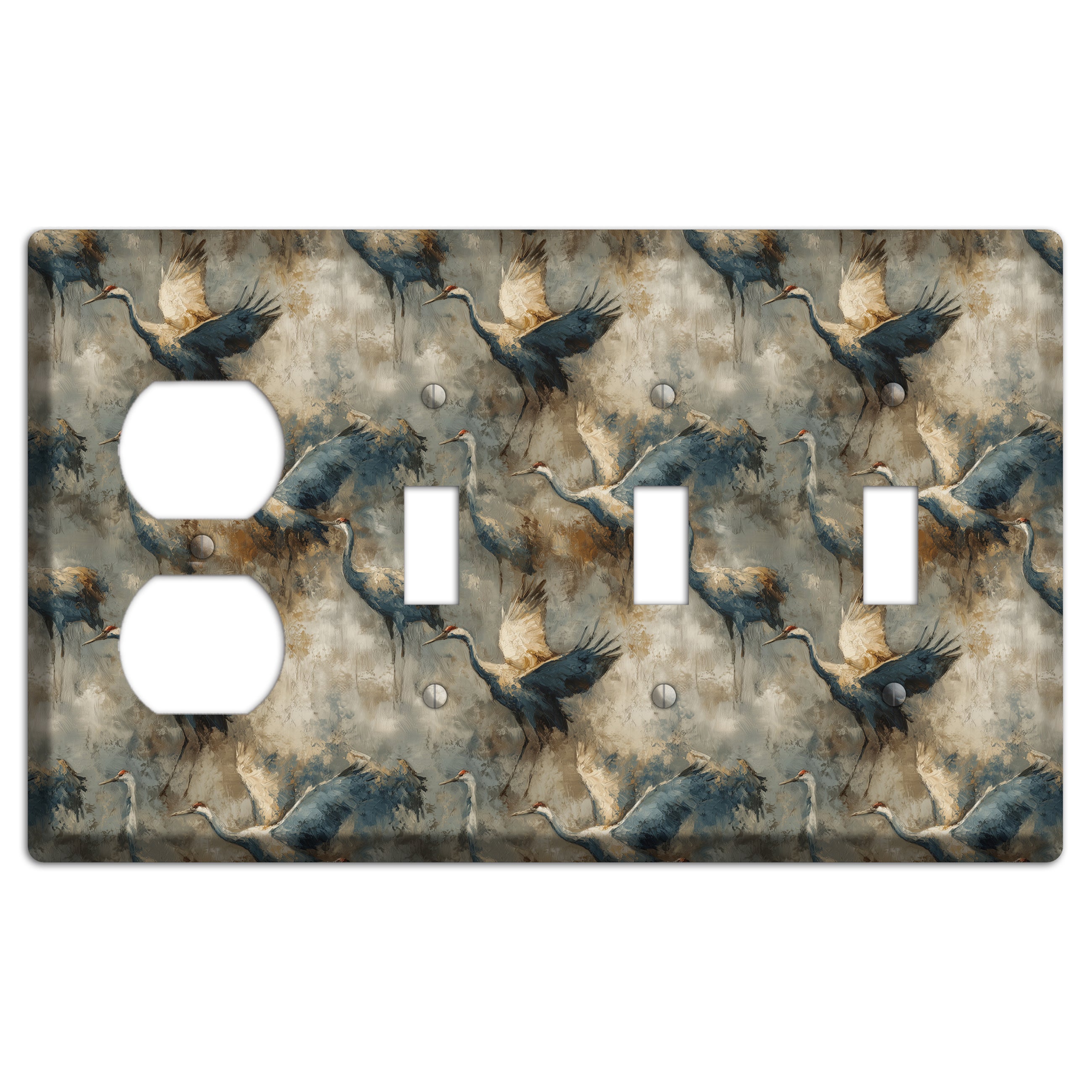 Slate Crane Migration Duplex / 3 Toggle Wallplate