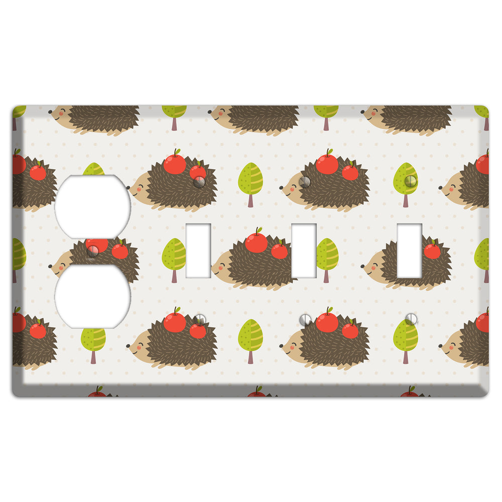 Hedgehog Harvest Duplex / 3 Toggle Wallplate