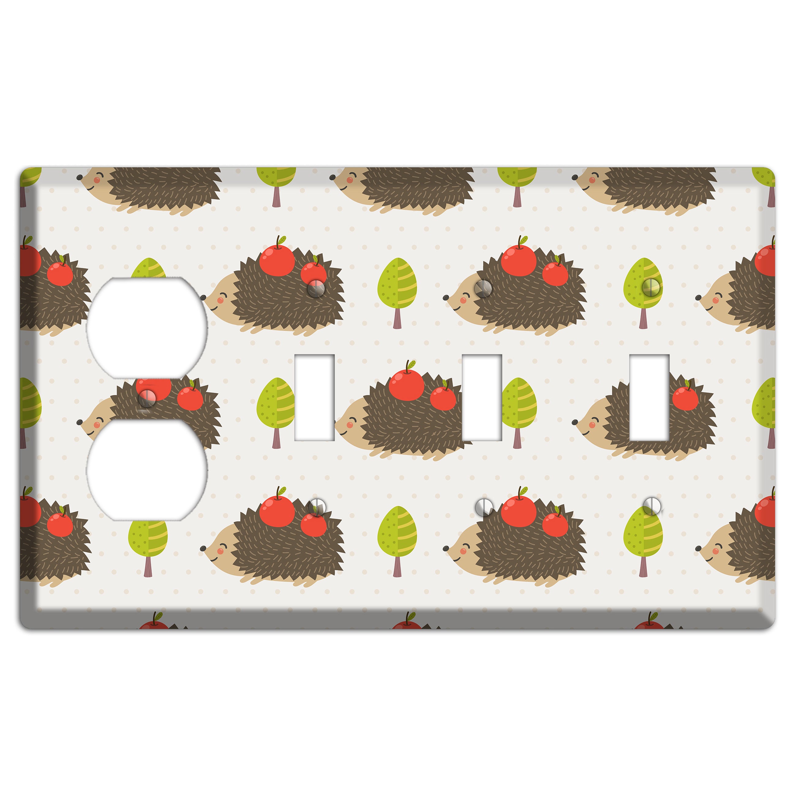 Hedgehog Harvest Duplex / 3 Toggle Wallplate