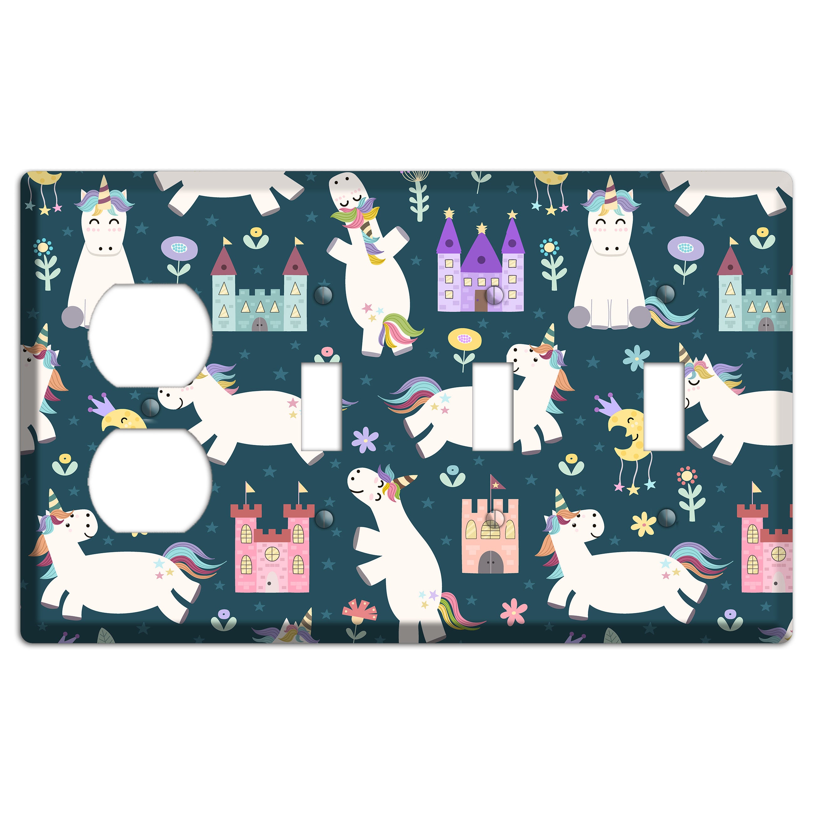 Unicorn Kingdom Duplex / 3 Toggle Wallplate