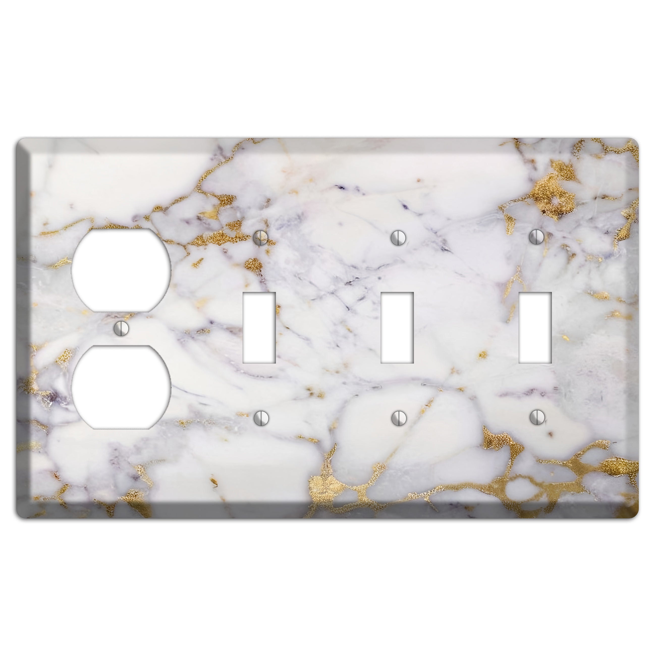 Metallic Bronze Marble Duplex / 3 Toggle Wallplate