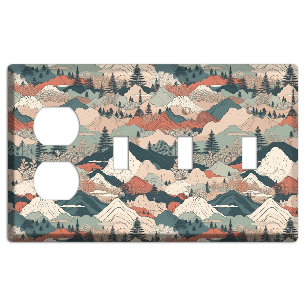Alpine Paper Trail Duplex / 3 Toggle Wallplate