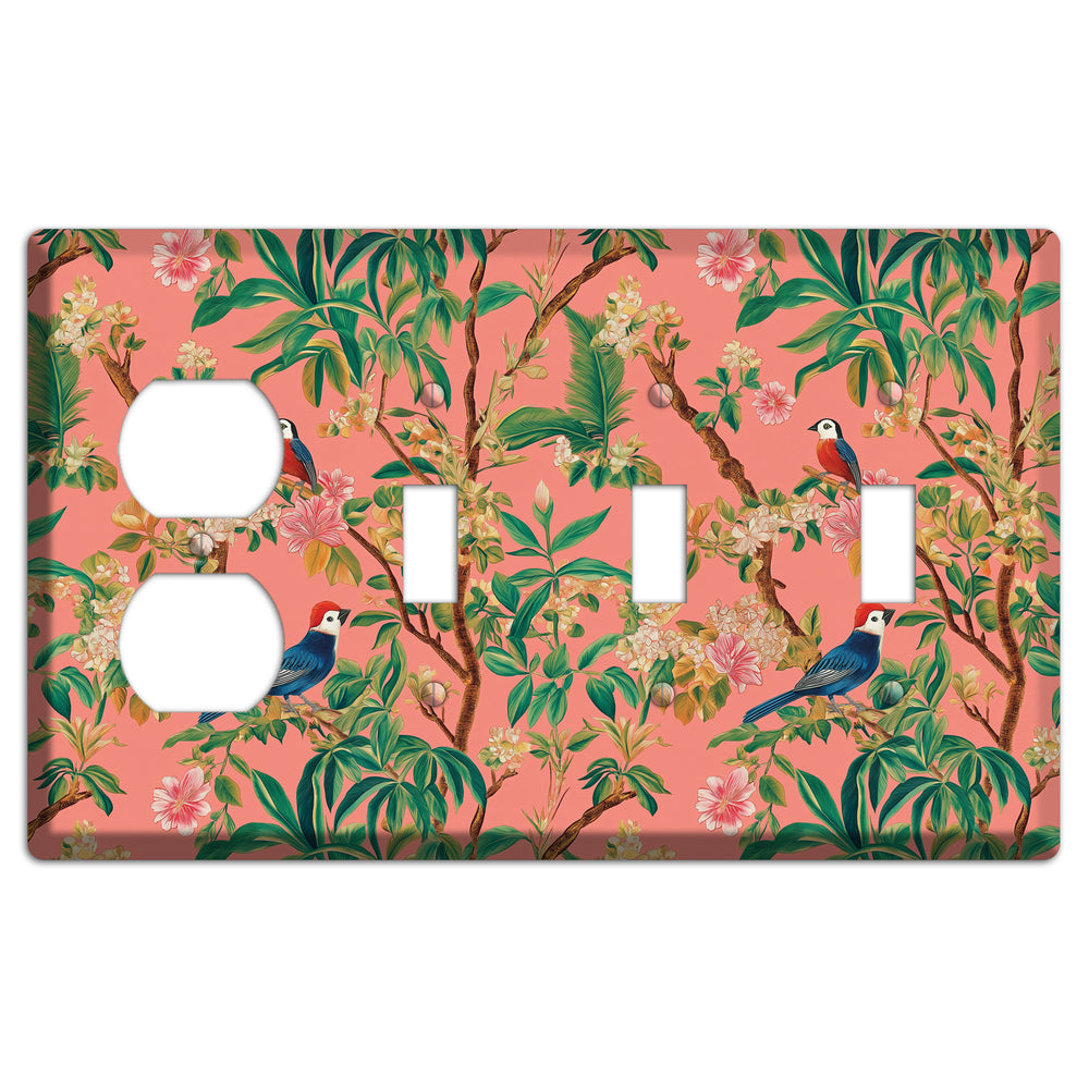 Coral Garden Reverie Duplex / 3 Toggle Wallplate